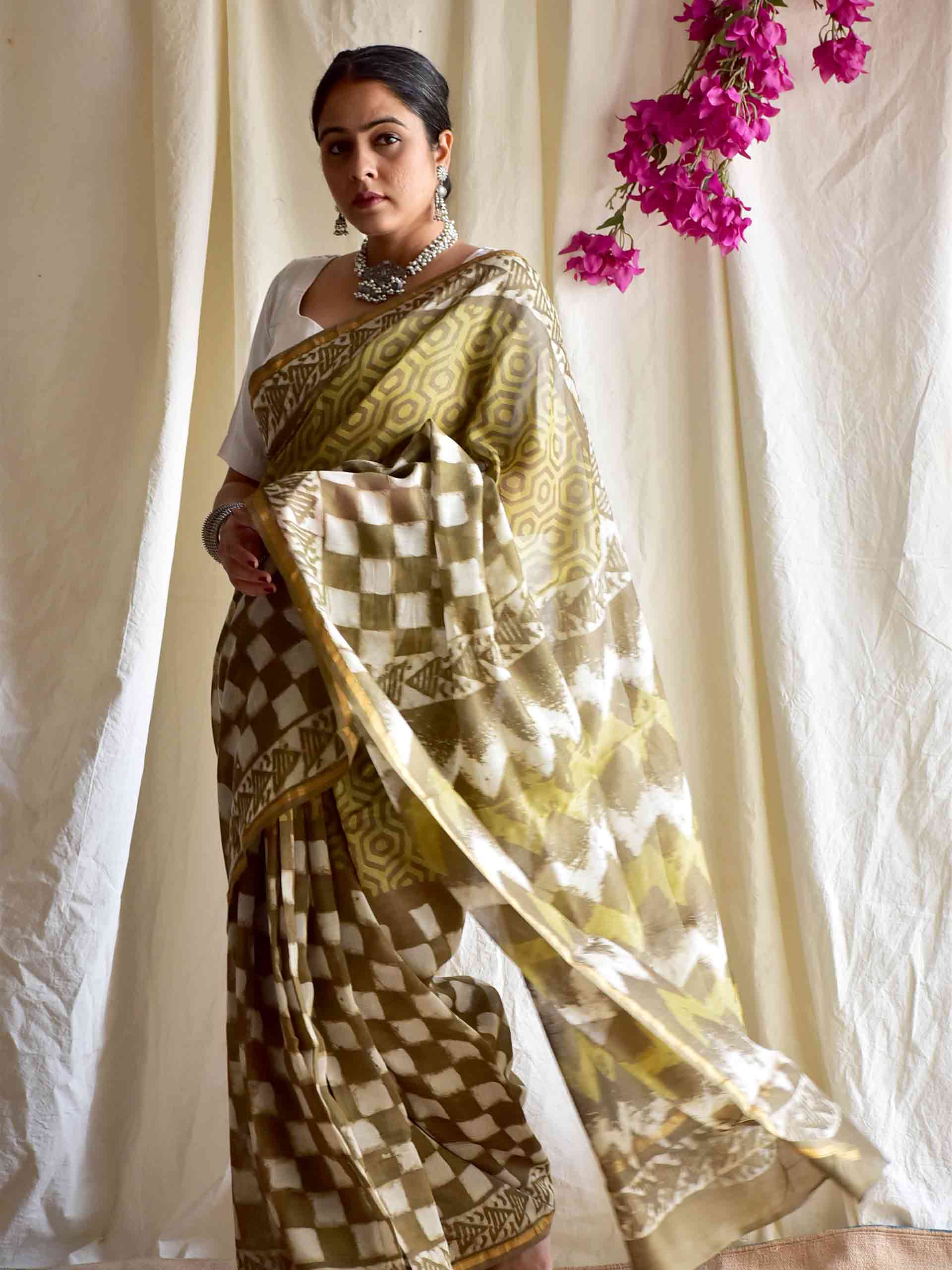 Meraki - Dabu Chanderi silk saree