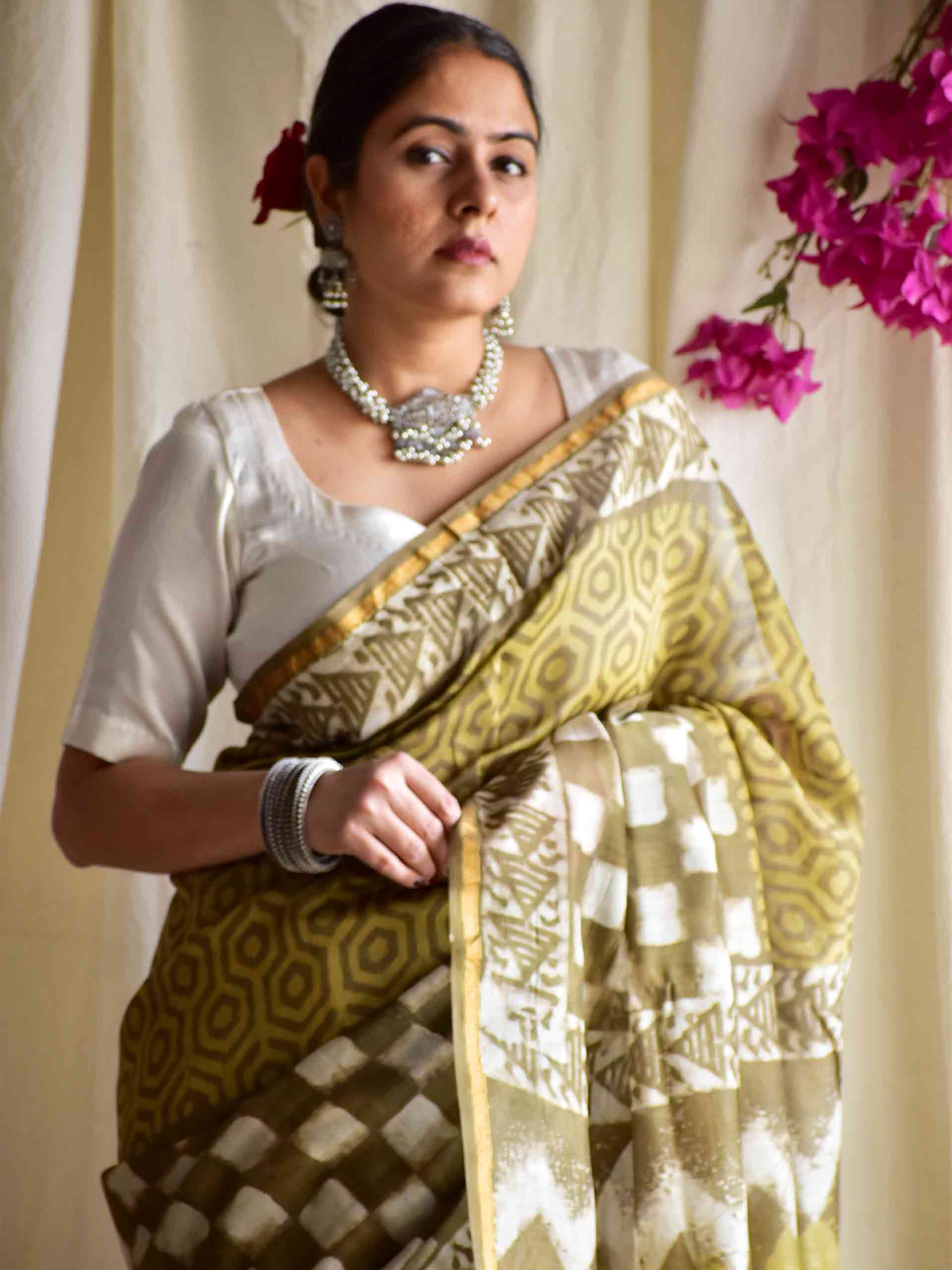 Meraki - Dabu Chanderi silk saree