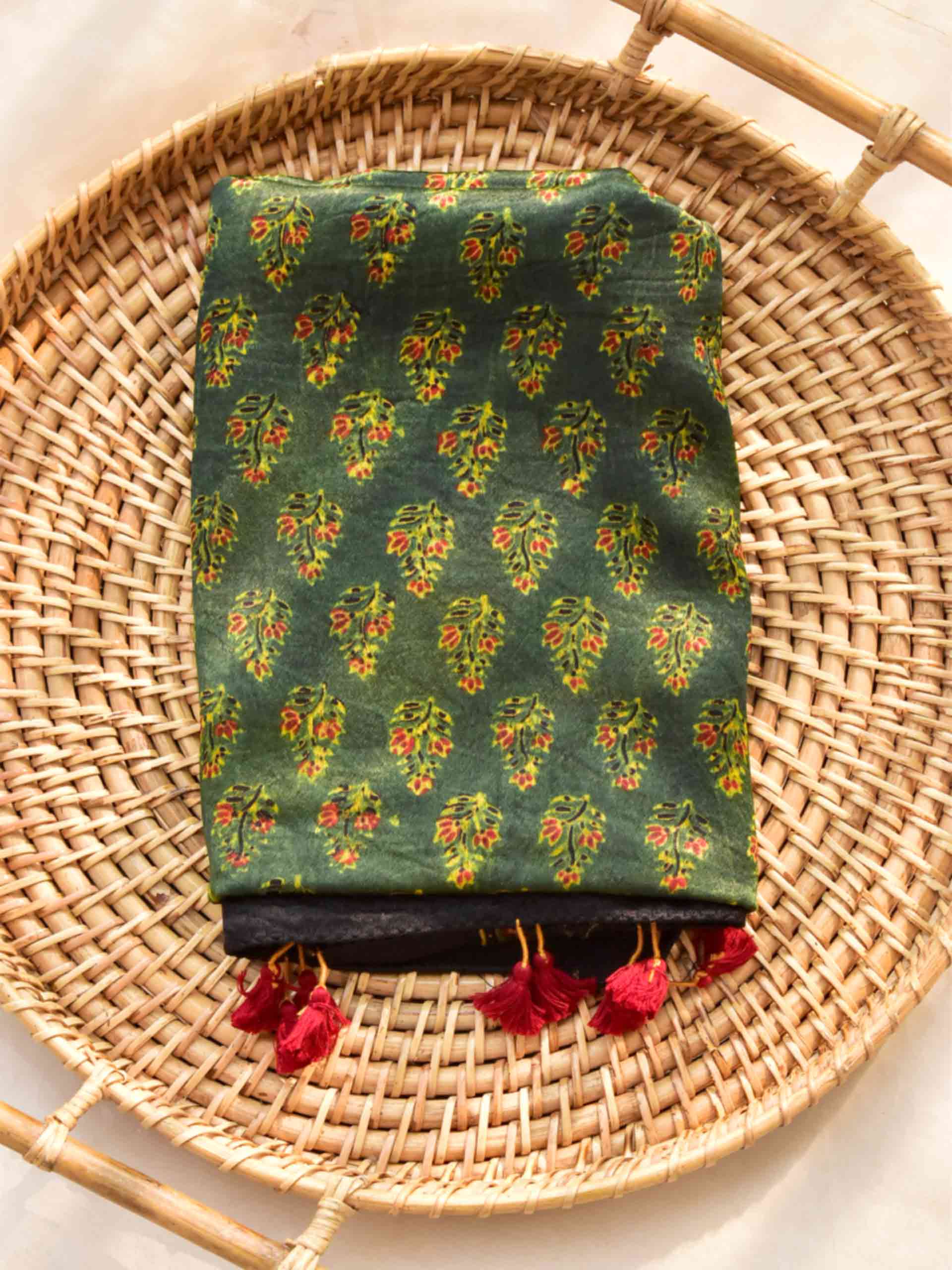 Ritz - Ajrakh hand block printed Mashru silk stole