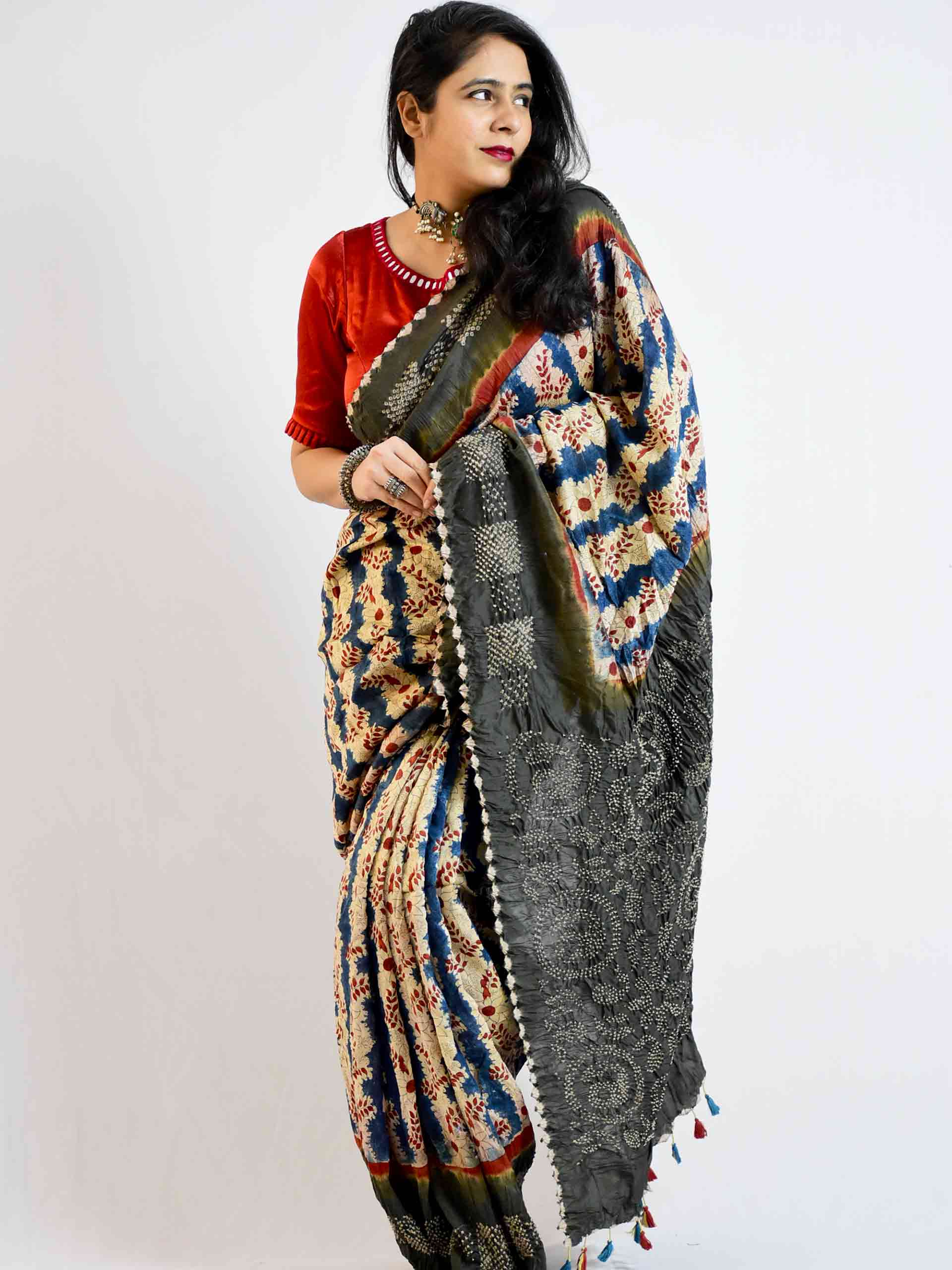 Bandhani Chanderi Silk Saree Online