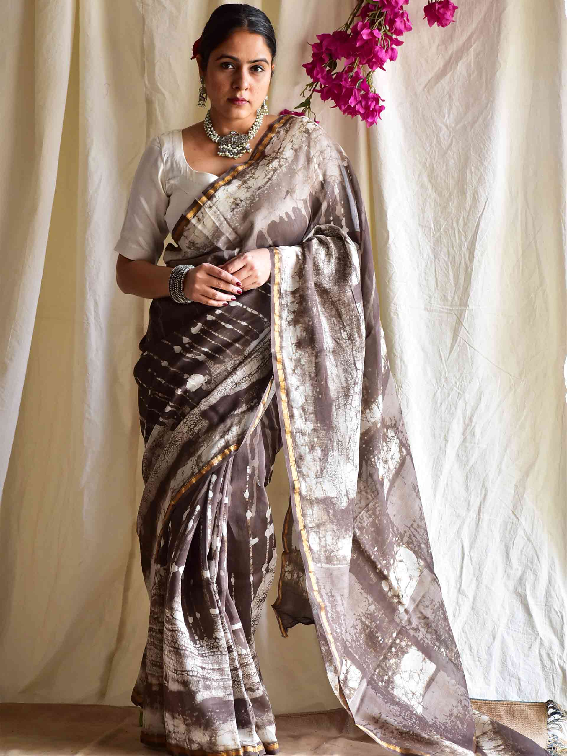 Rubaai - Dabu Chanderi silk saree