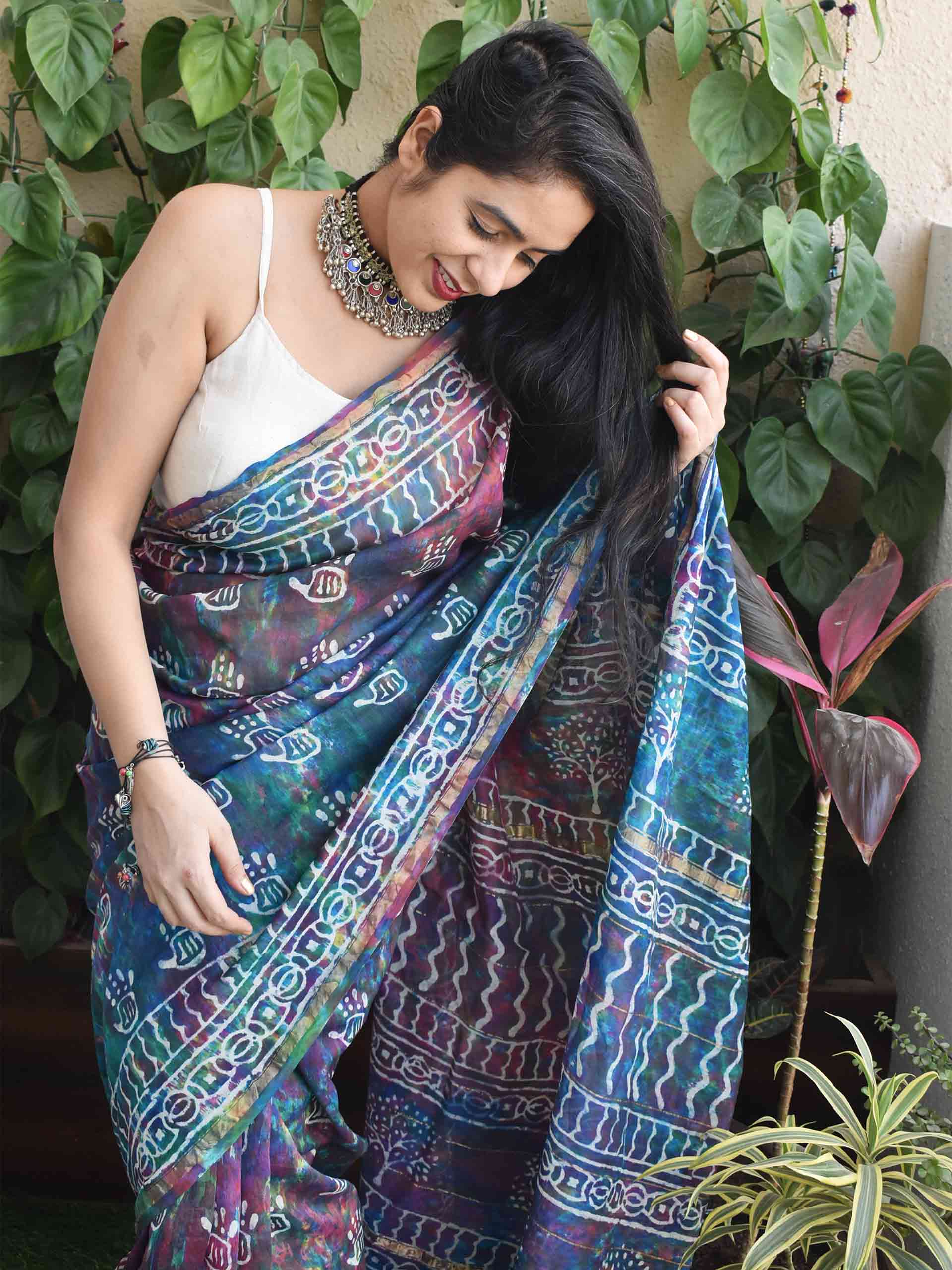 dabu silk saree