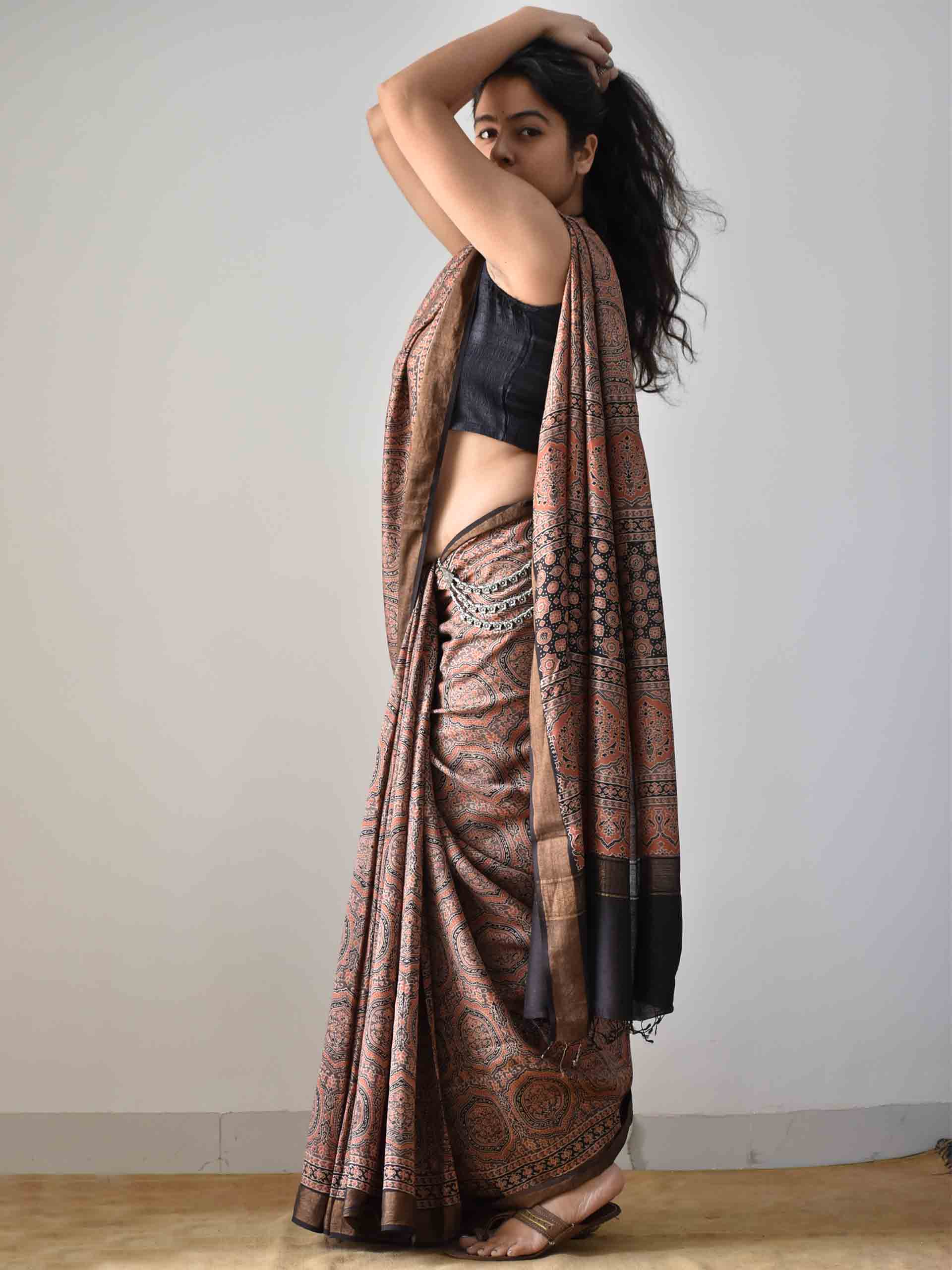 Buy Ajrakh Modal Silk Sarees Online