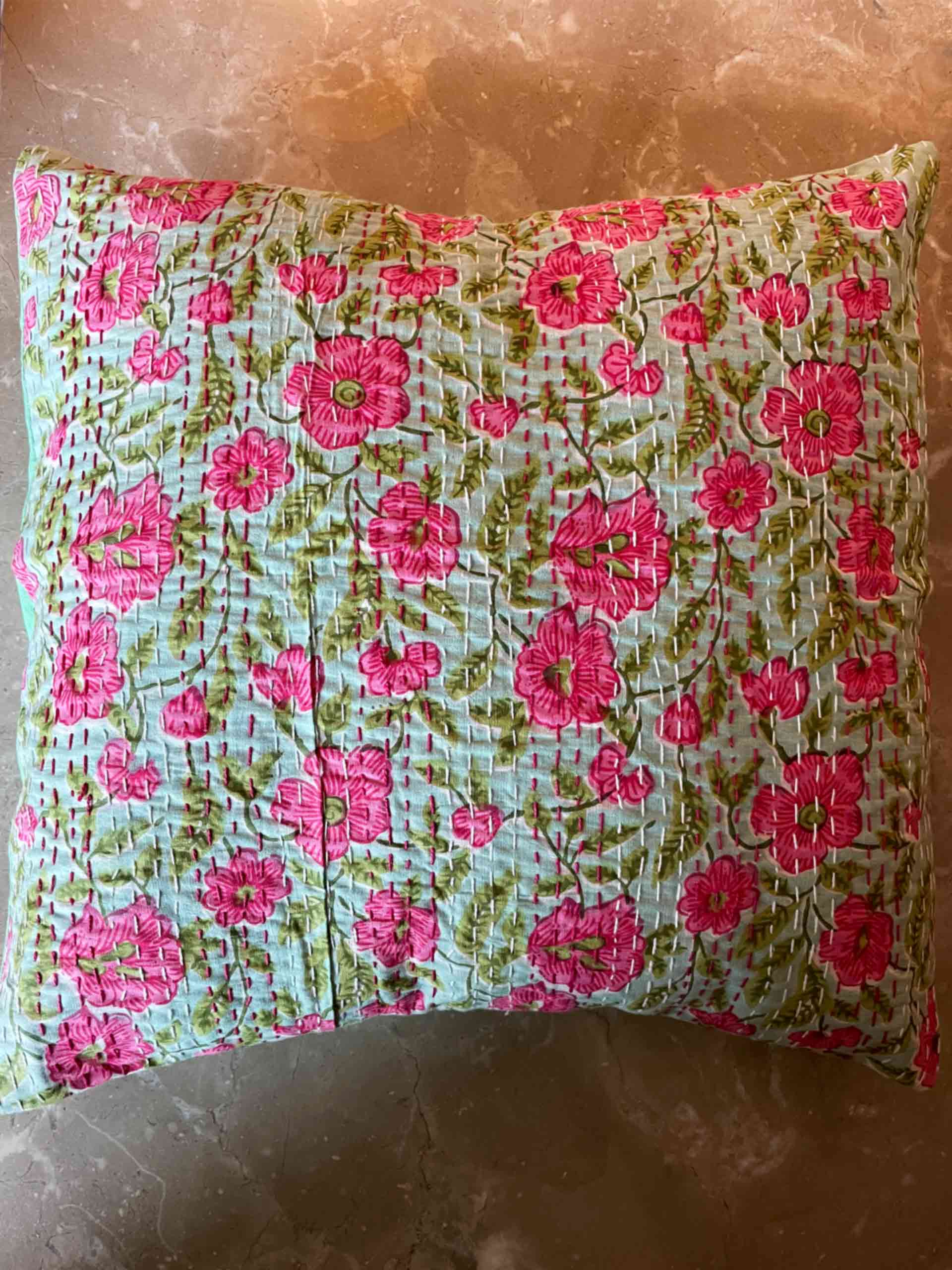 monsoon lily -  kantha embroidered cushion cover 16X16