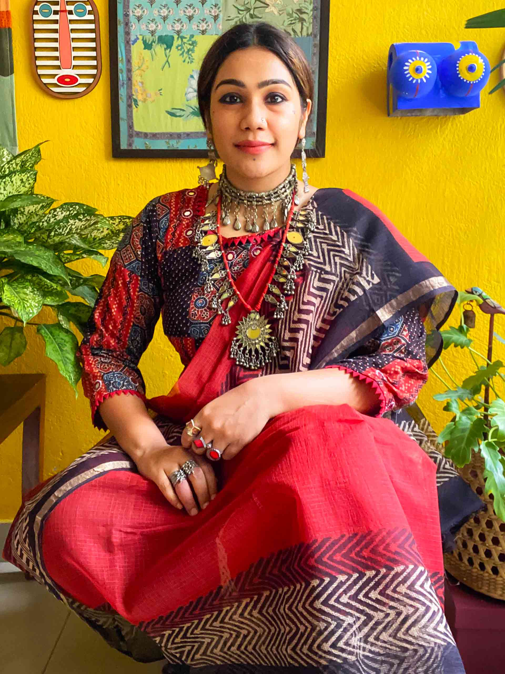 Prakriti - Dabu Handblock printed Kota Doria saree