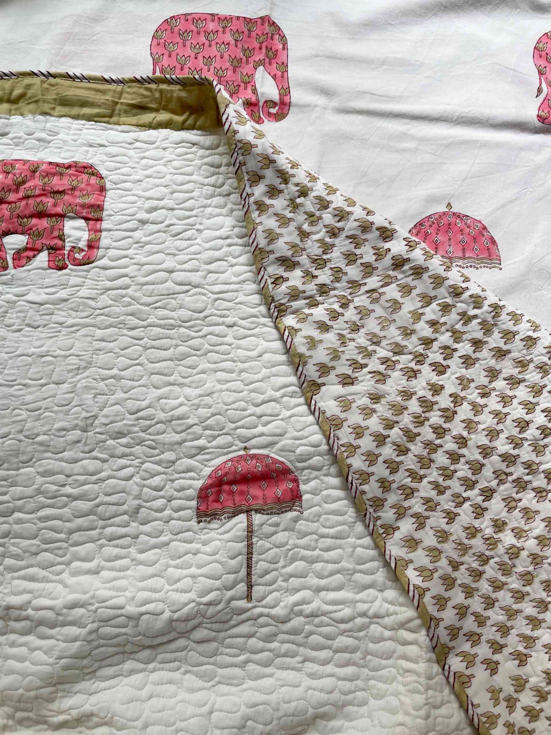 Jumbo - Hand block printed reversible AC Quilt