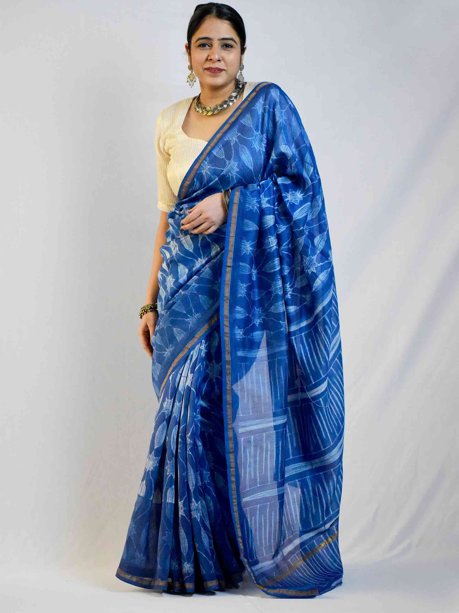Shibori Chanderi Silk Saree Online