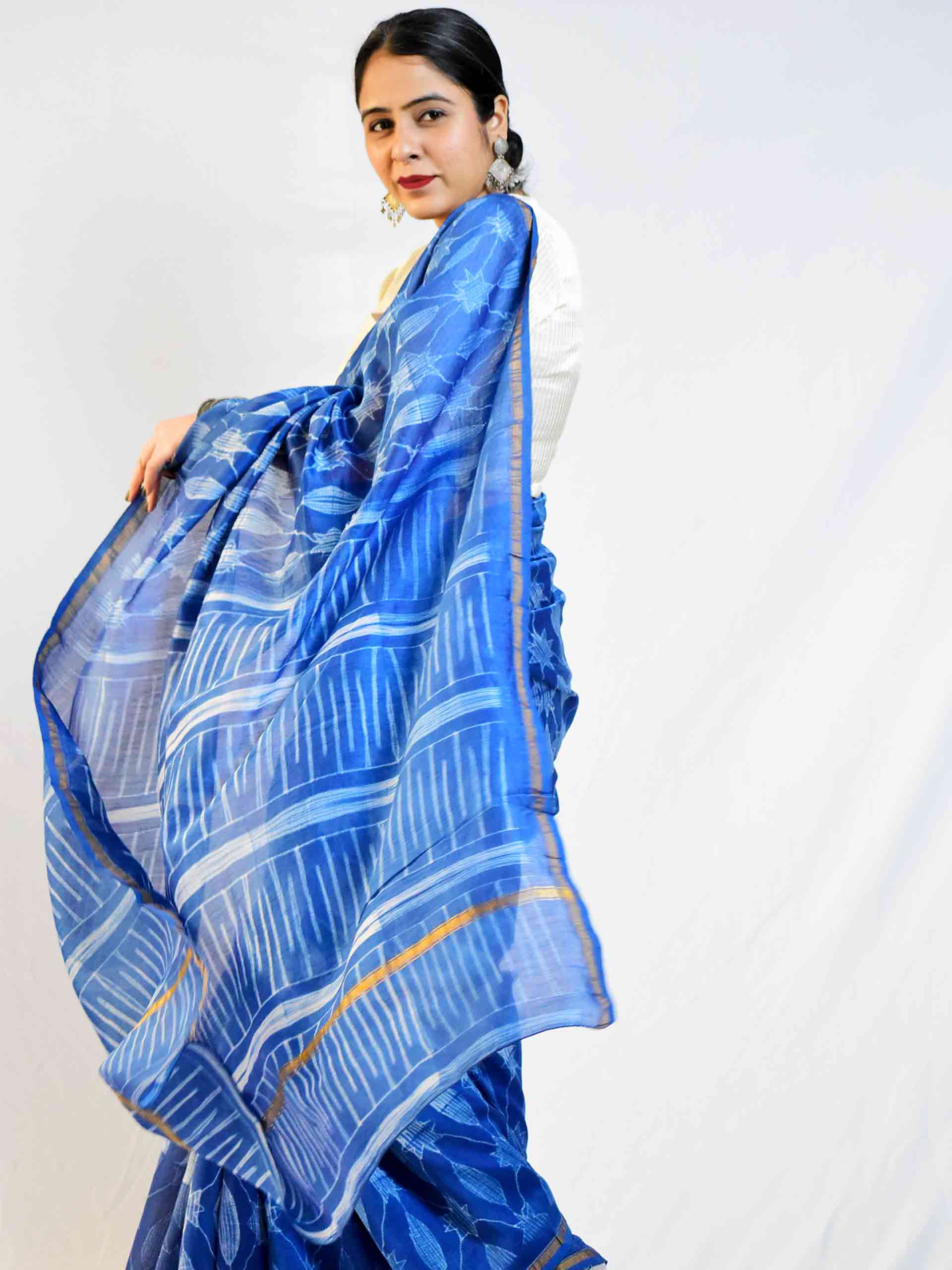 Shibori Chanderi Silk Saree Online