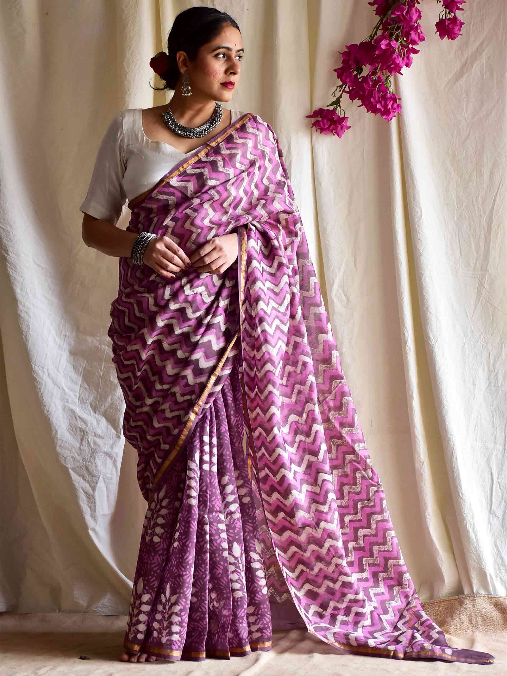Masha - Dabu Chanderi silk saree