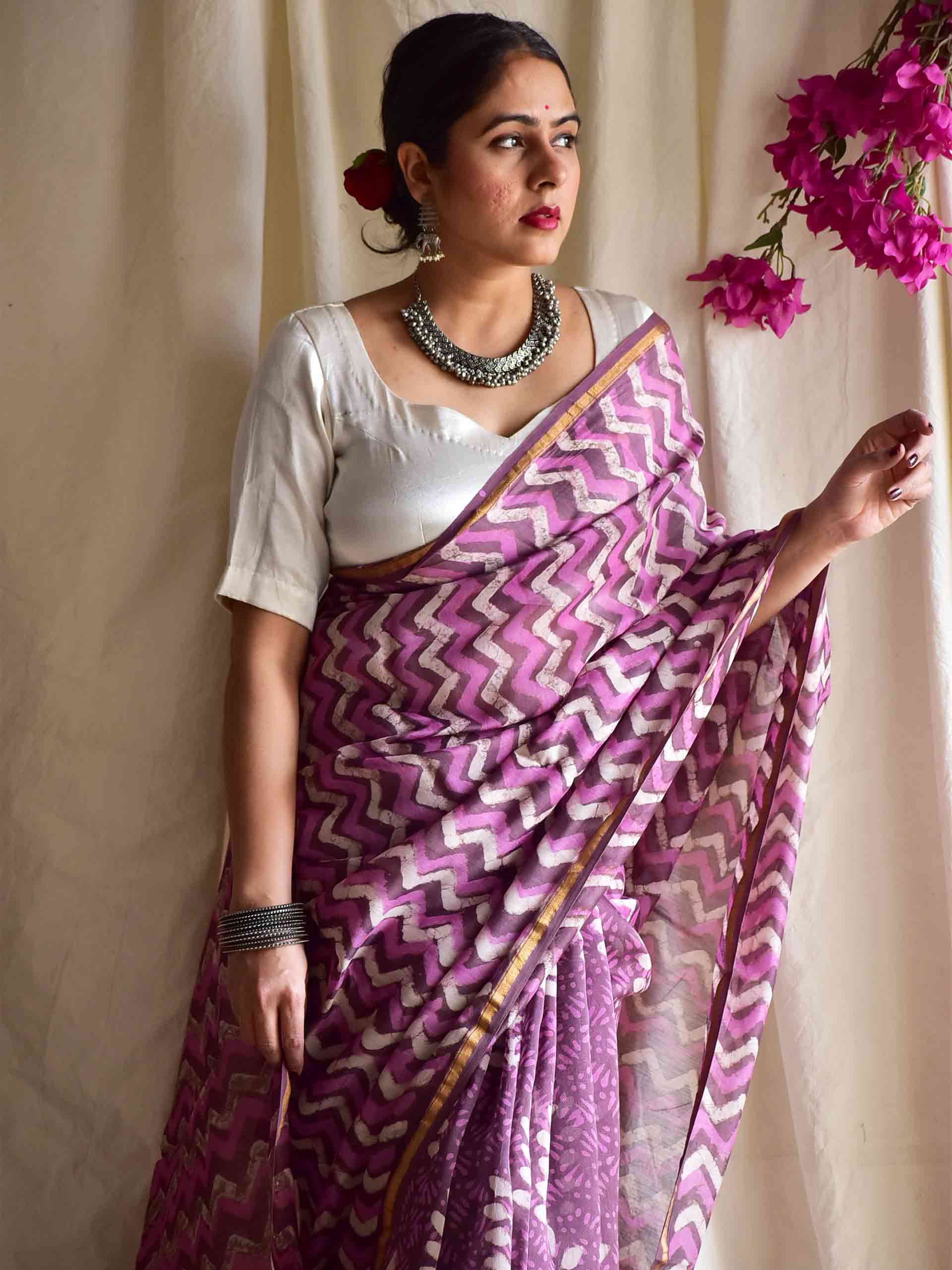 Masha - Dabu Chanderi silk saree