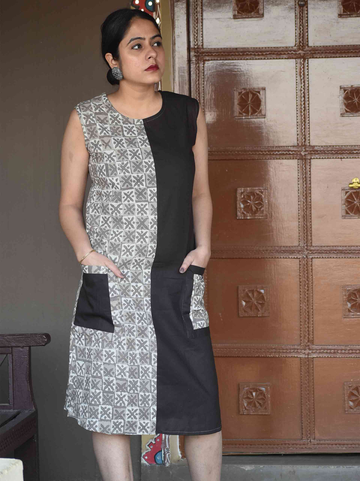 Buy Dabu hand block printed dress Online | Printed Dress for Women