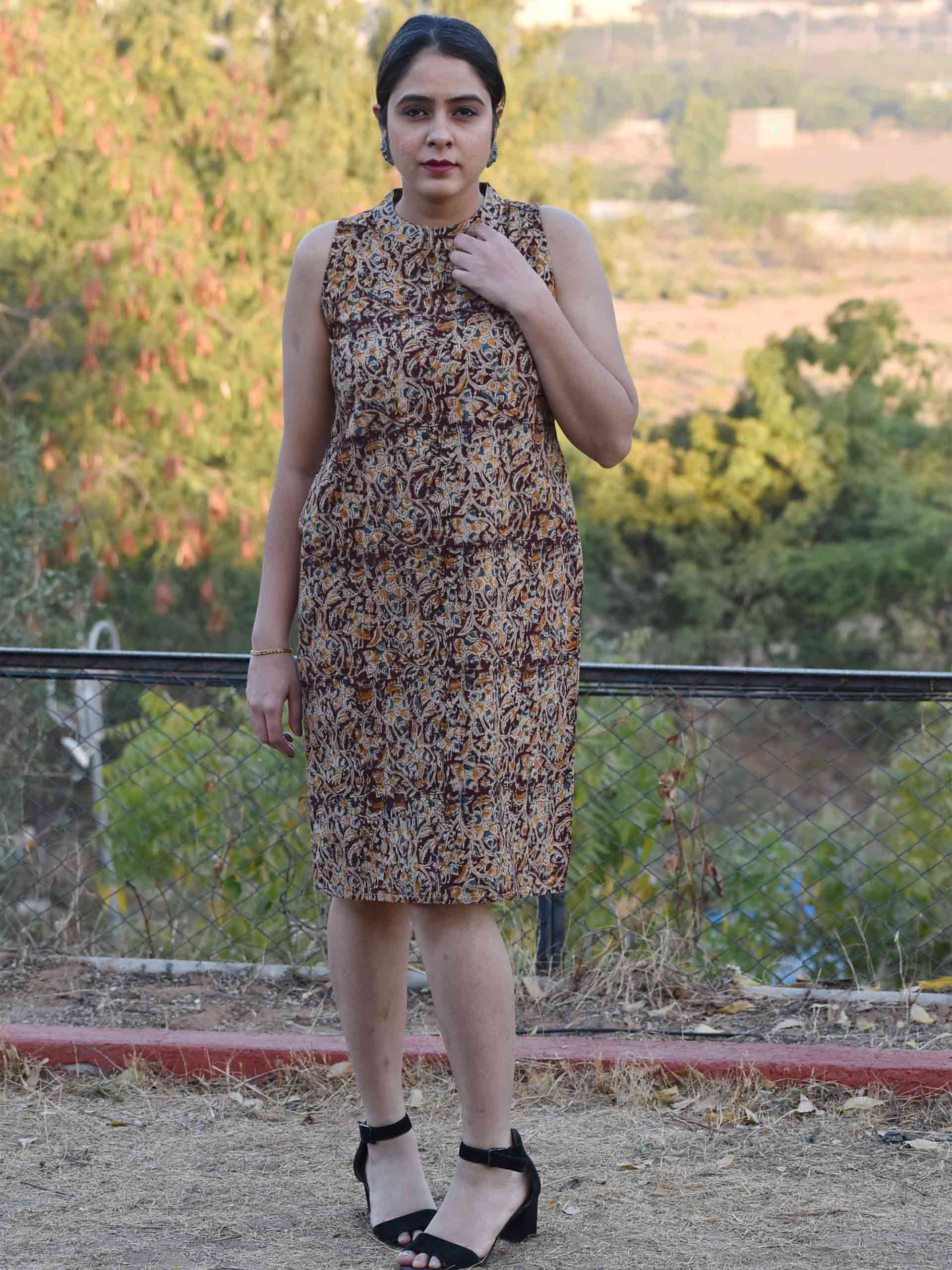 Buy Kalamkari Handblock printed sheath dress Online