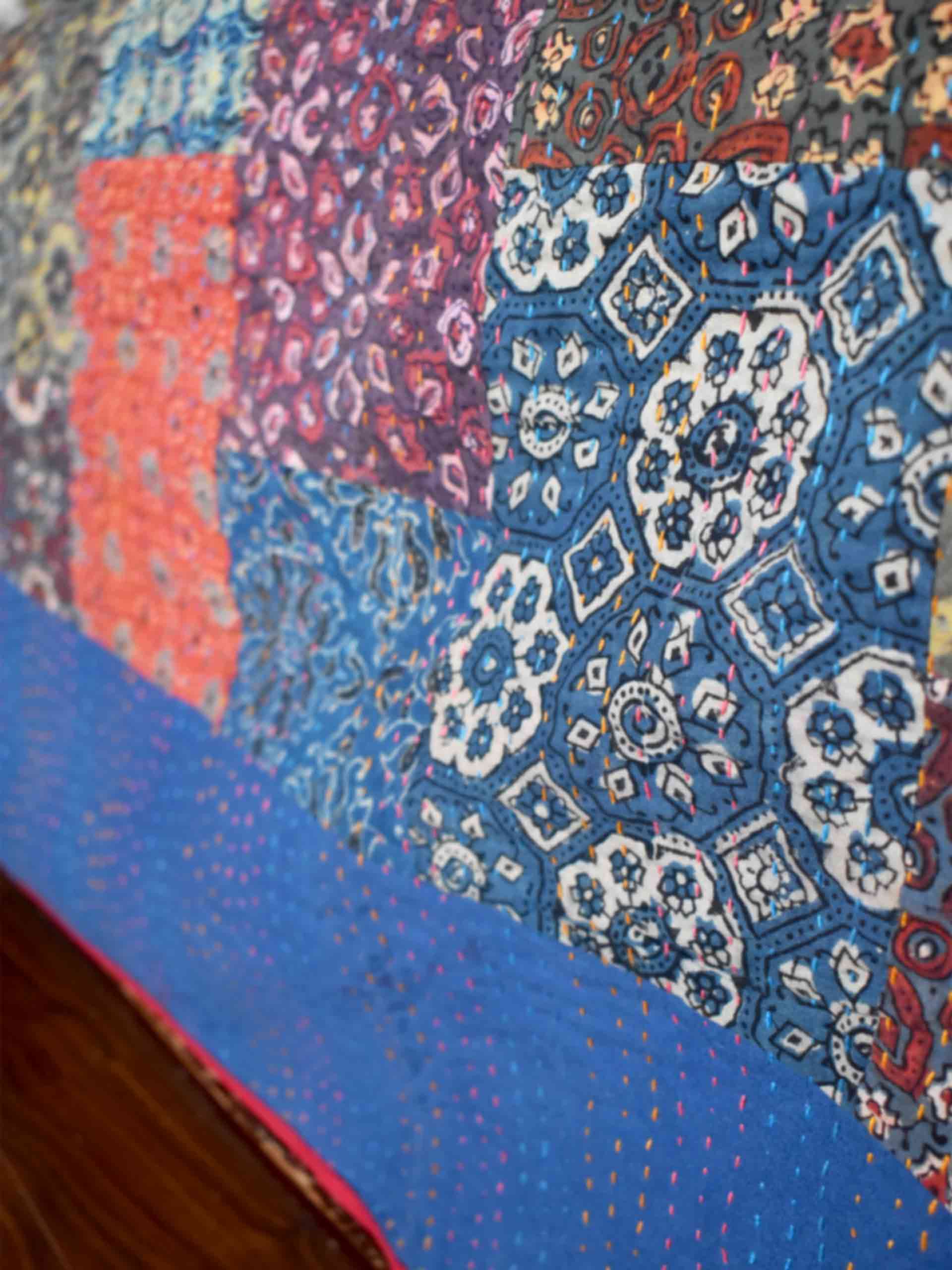 Boomer - Ajrakh Patchwork kantha Bedcover