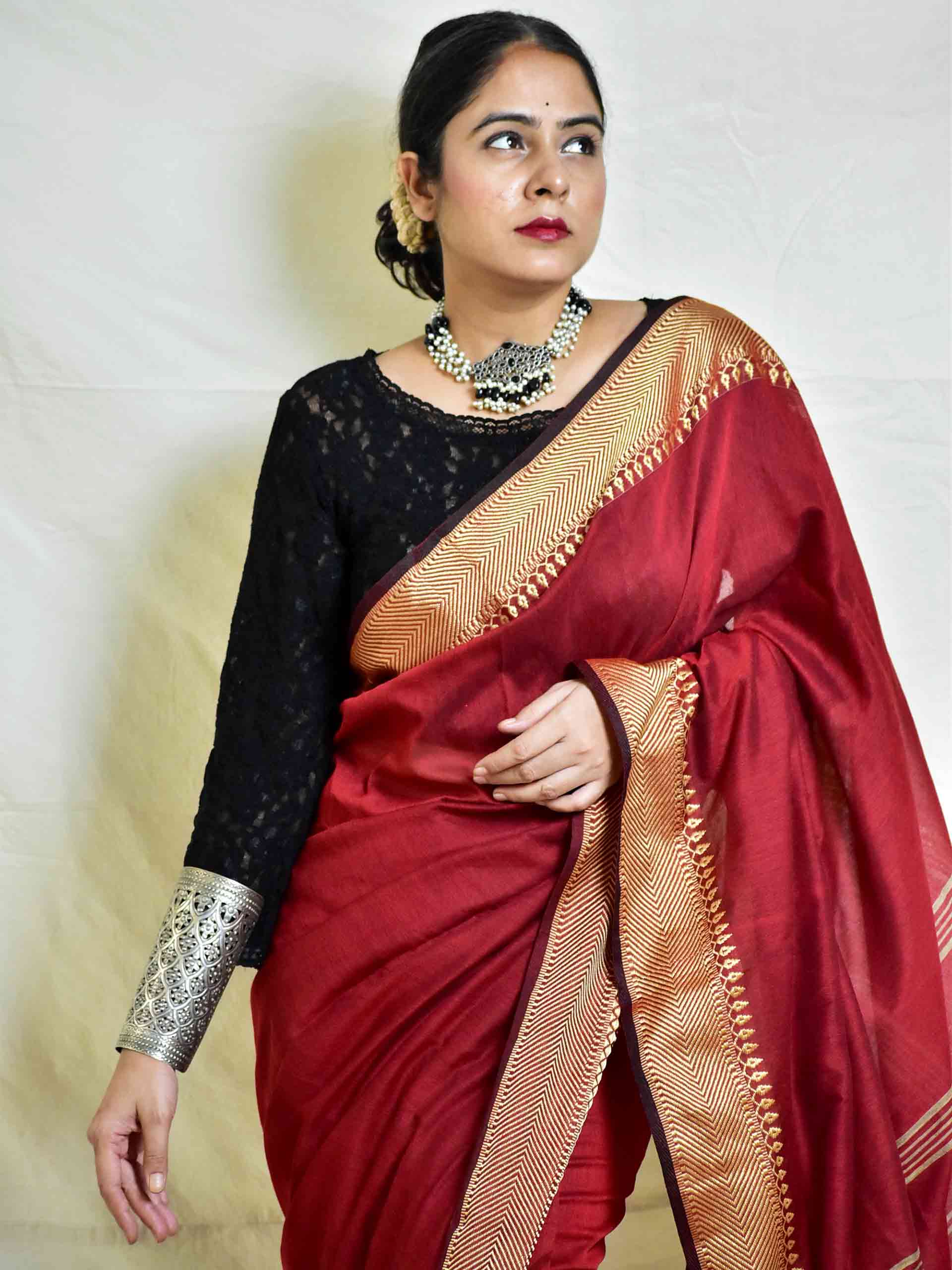 woven border saree