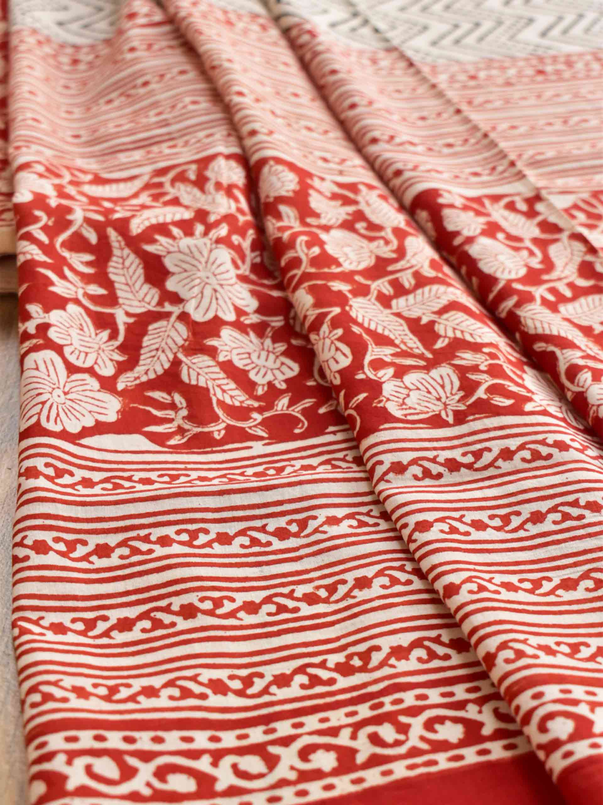 Pukaar hand block printed cotton suit piece with cotton dupatta