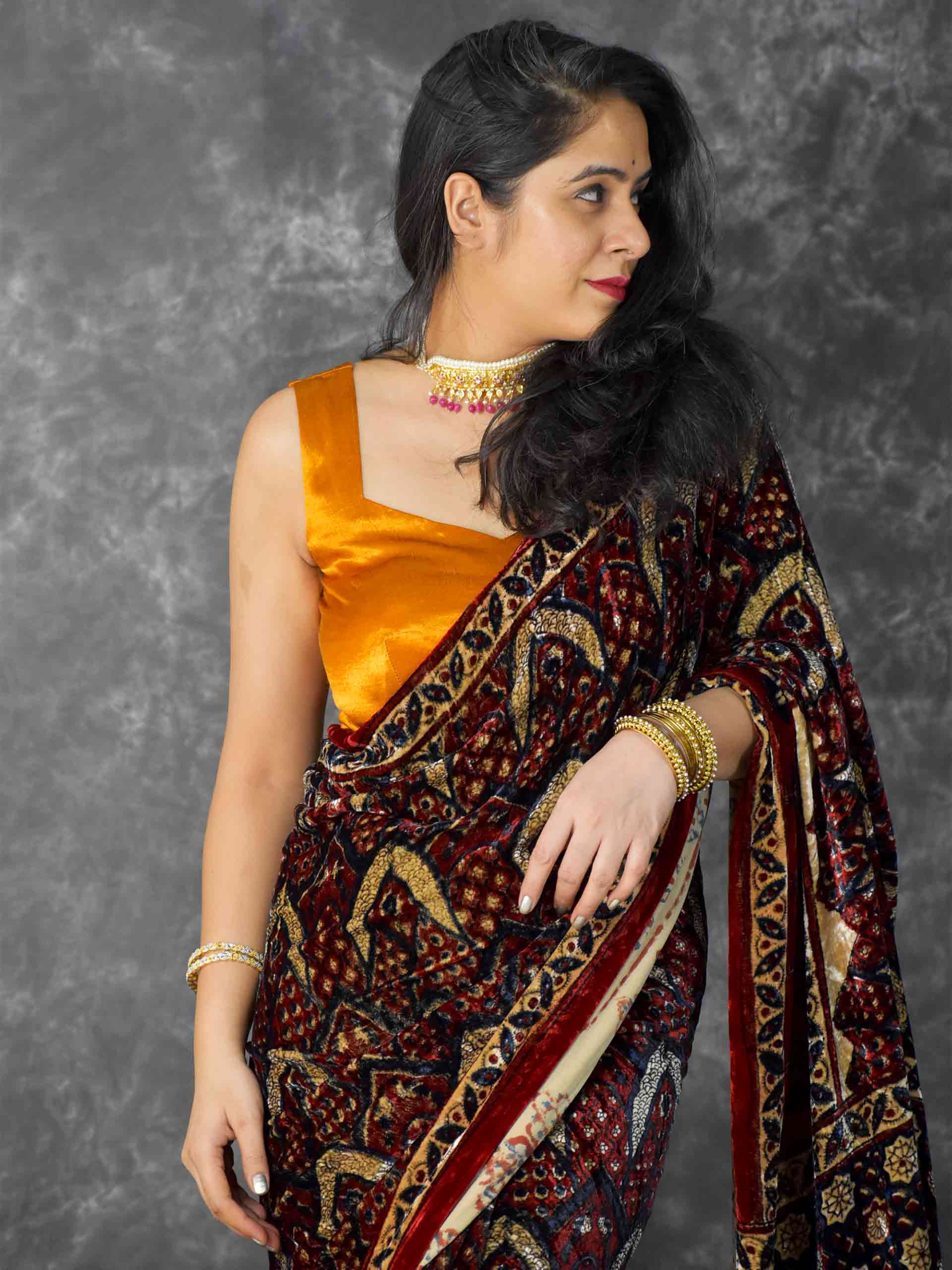 Shop Velvet Saree Online