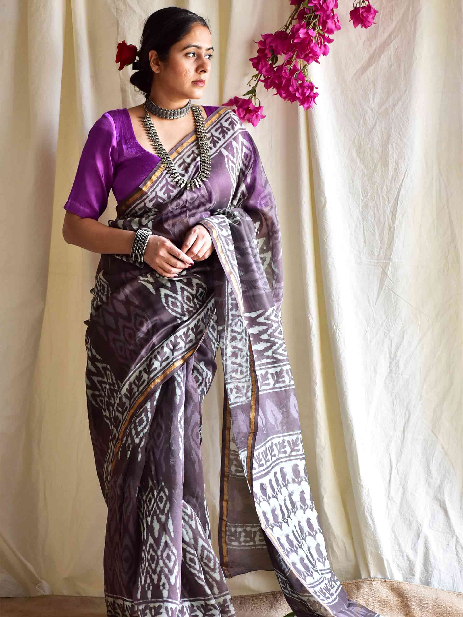 Rahat - Dabu Chanderi silk saree