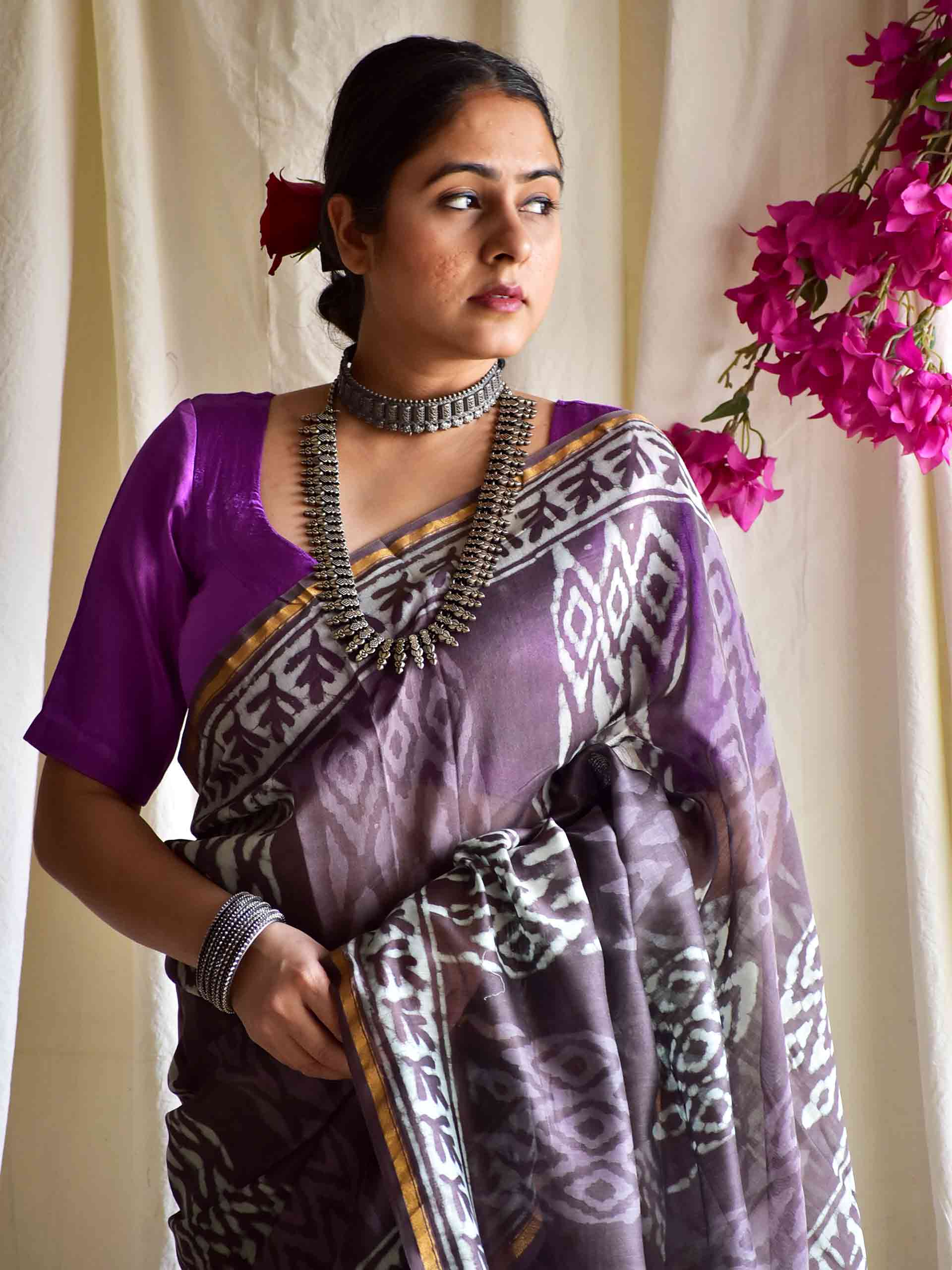 Rahat - Dabu Chanderi silk saree