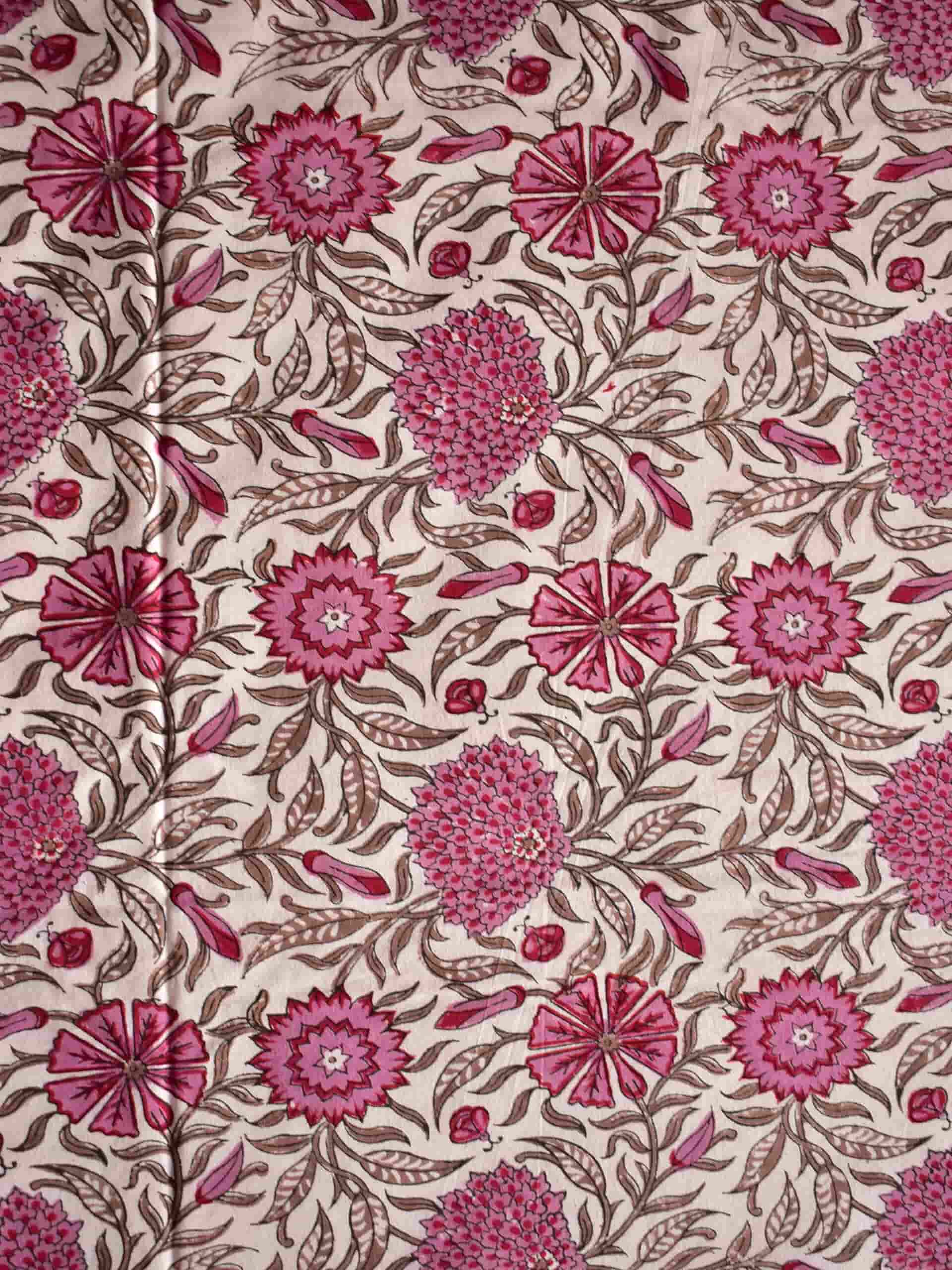 Rubies - Hand block printed COTTON DOUBLE BEDSHEET WITH PILLOW COVERS
