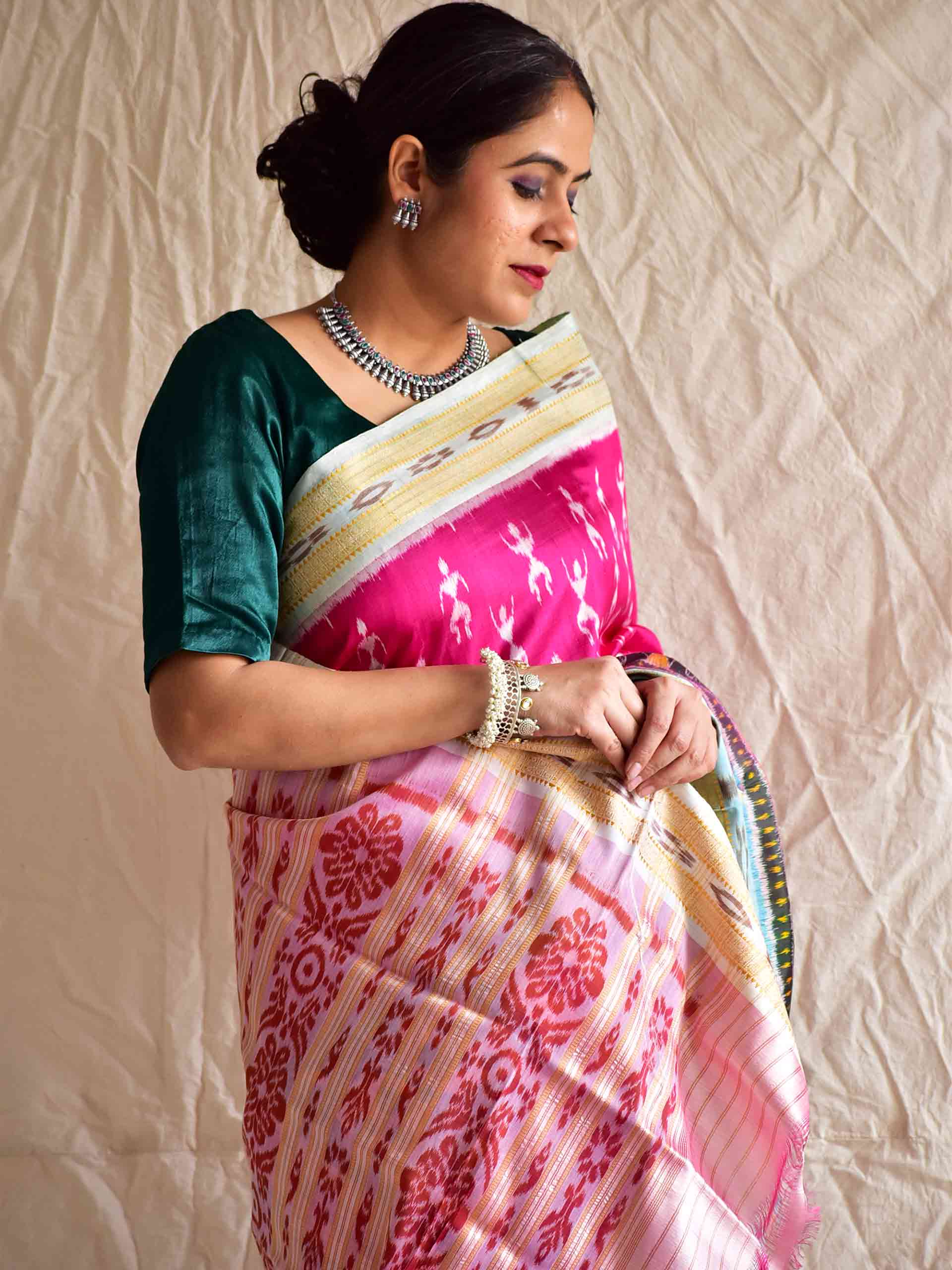 Sky fall - Handwoven ikat saree