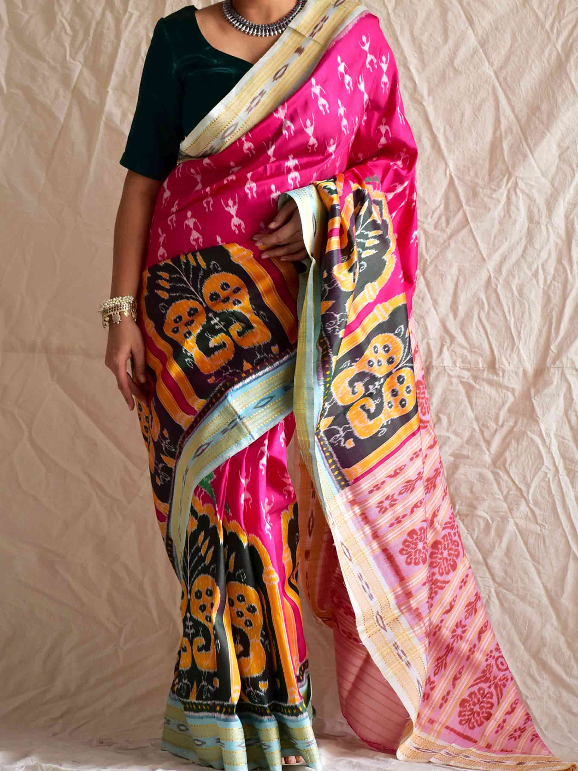 Sky fall - Handwoven ikat saree