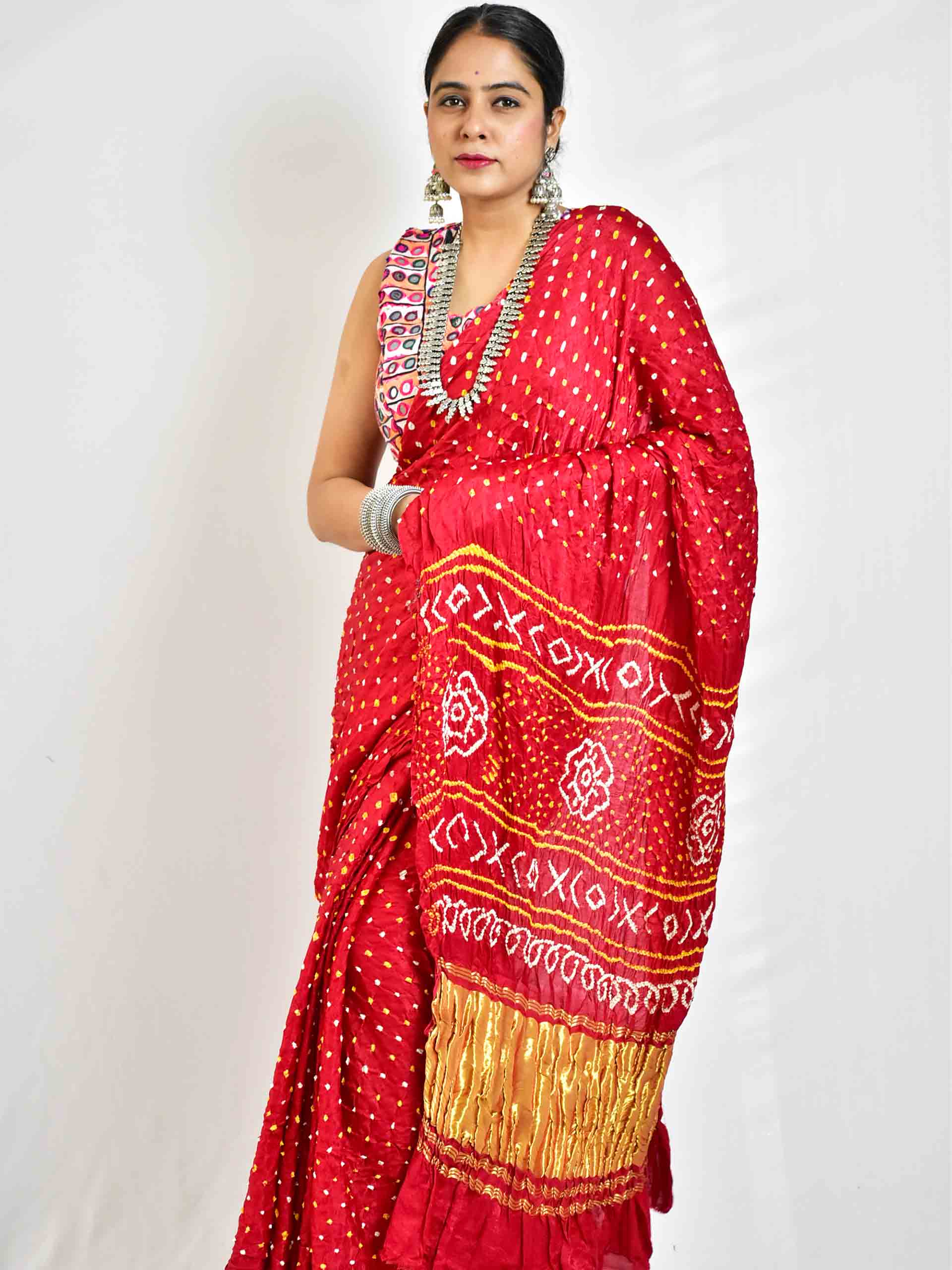 Kalash -  Rai Bandhej zari pallu Gajji Silk Saree