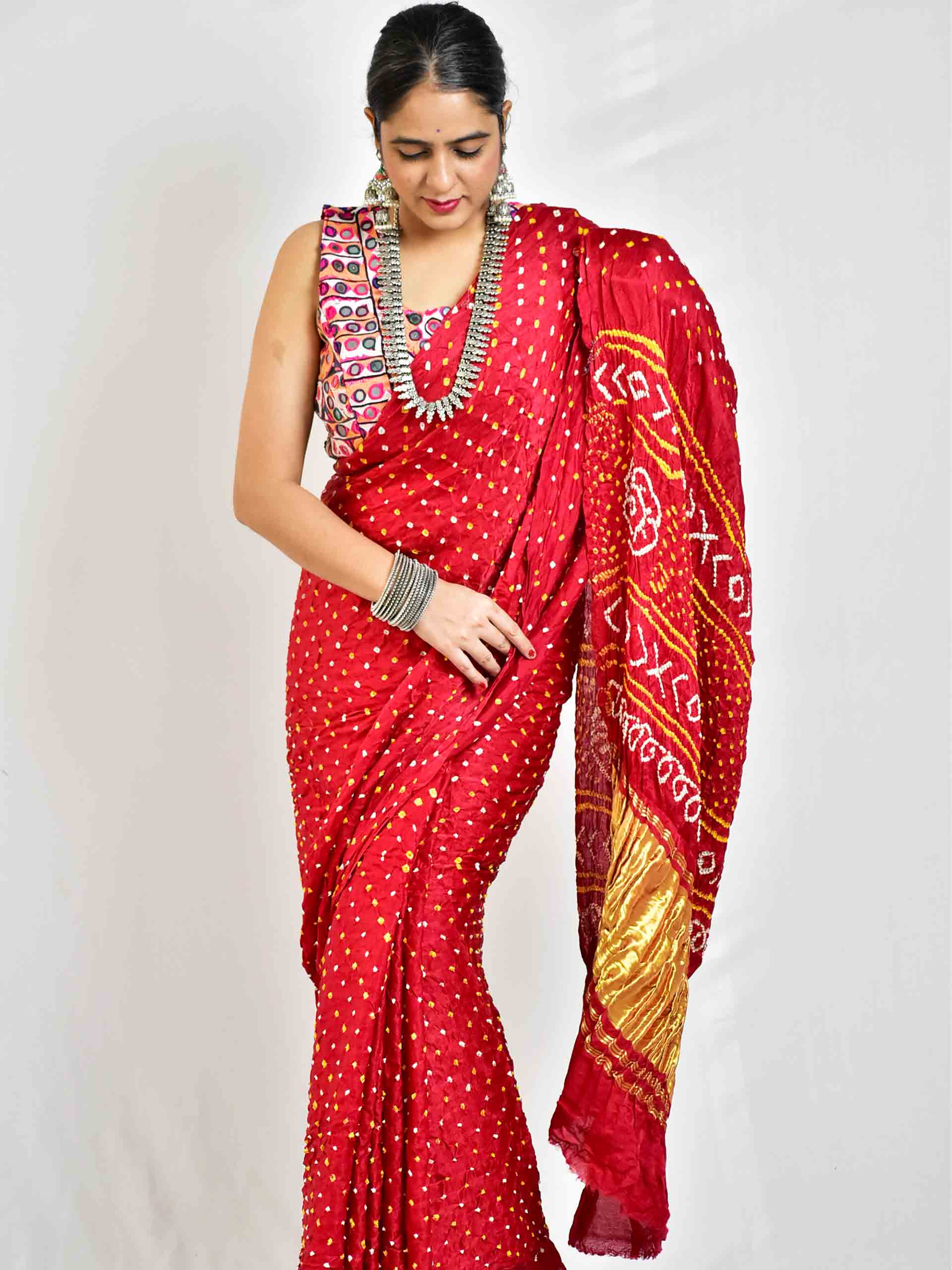 Kalash -  Rai Bandhej zari pallu Gajji Silk Saree