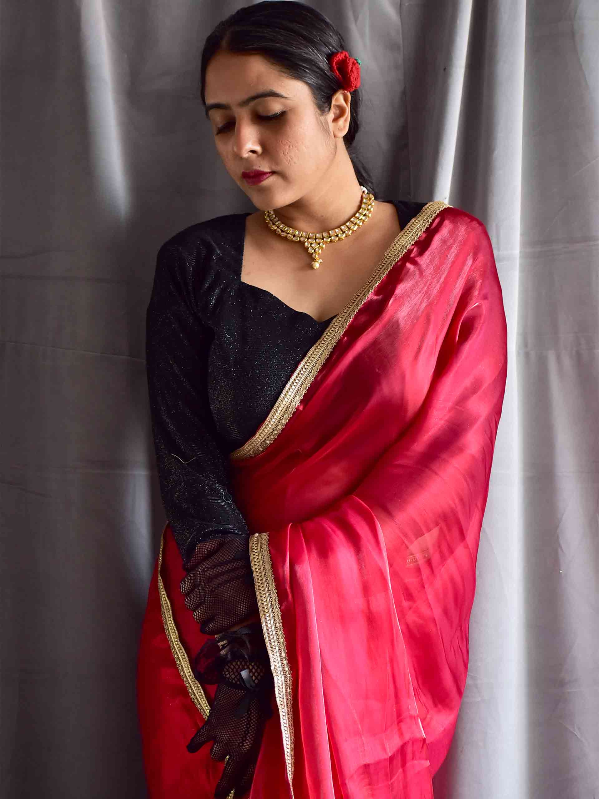 Paradisiac Red - Organza saree