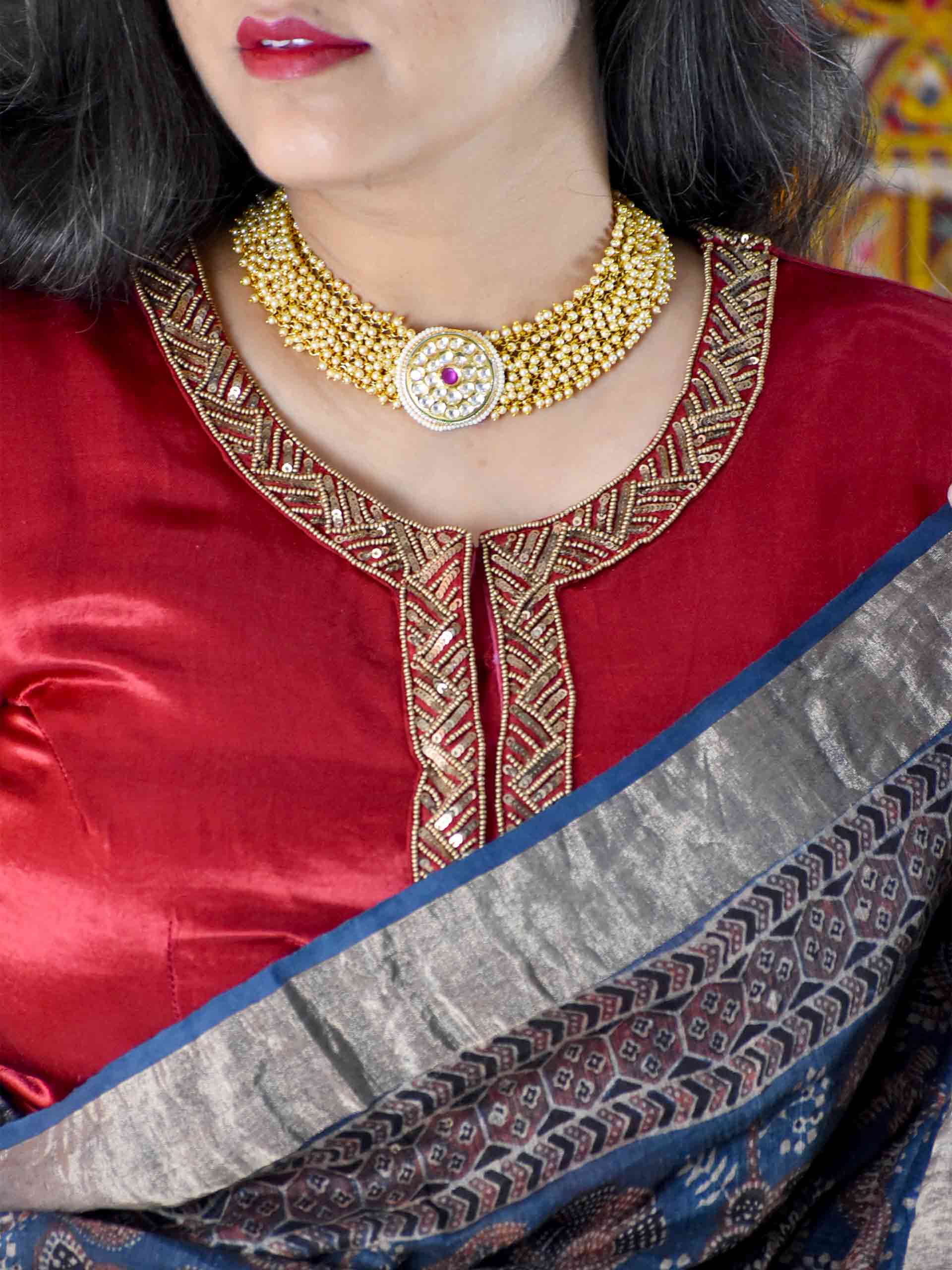 Buy Hand Embroidered Mashru Silk Blouse Online