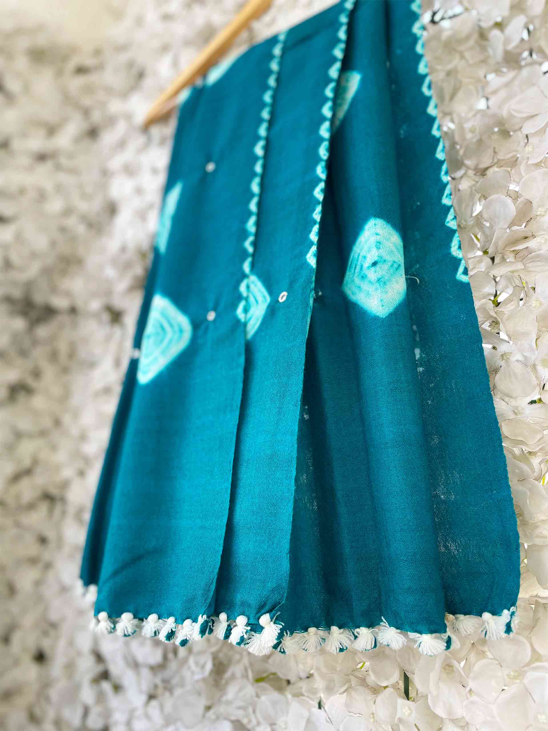 Buy Sky Blue Handloom Merino Wool Embroidered Stole Online