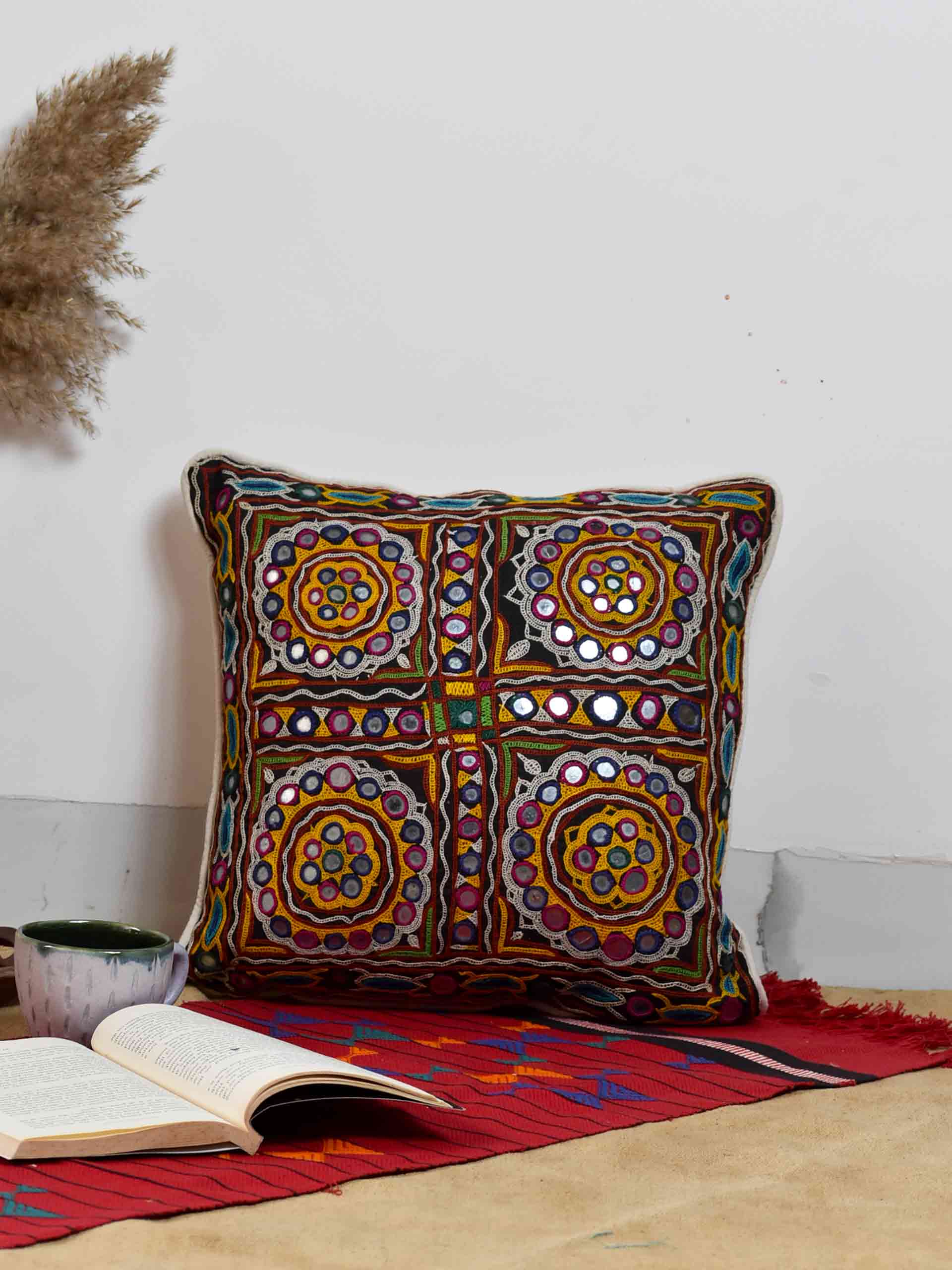 Indian Mirror Work Cushion Covers