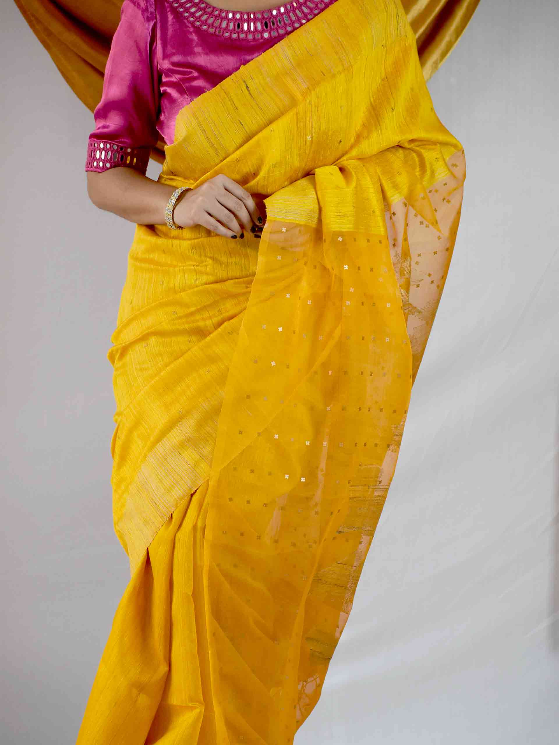 Handwoven Matka Silk Jamdani Sequin Work Saree Online