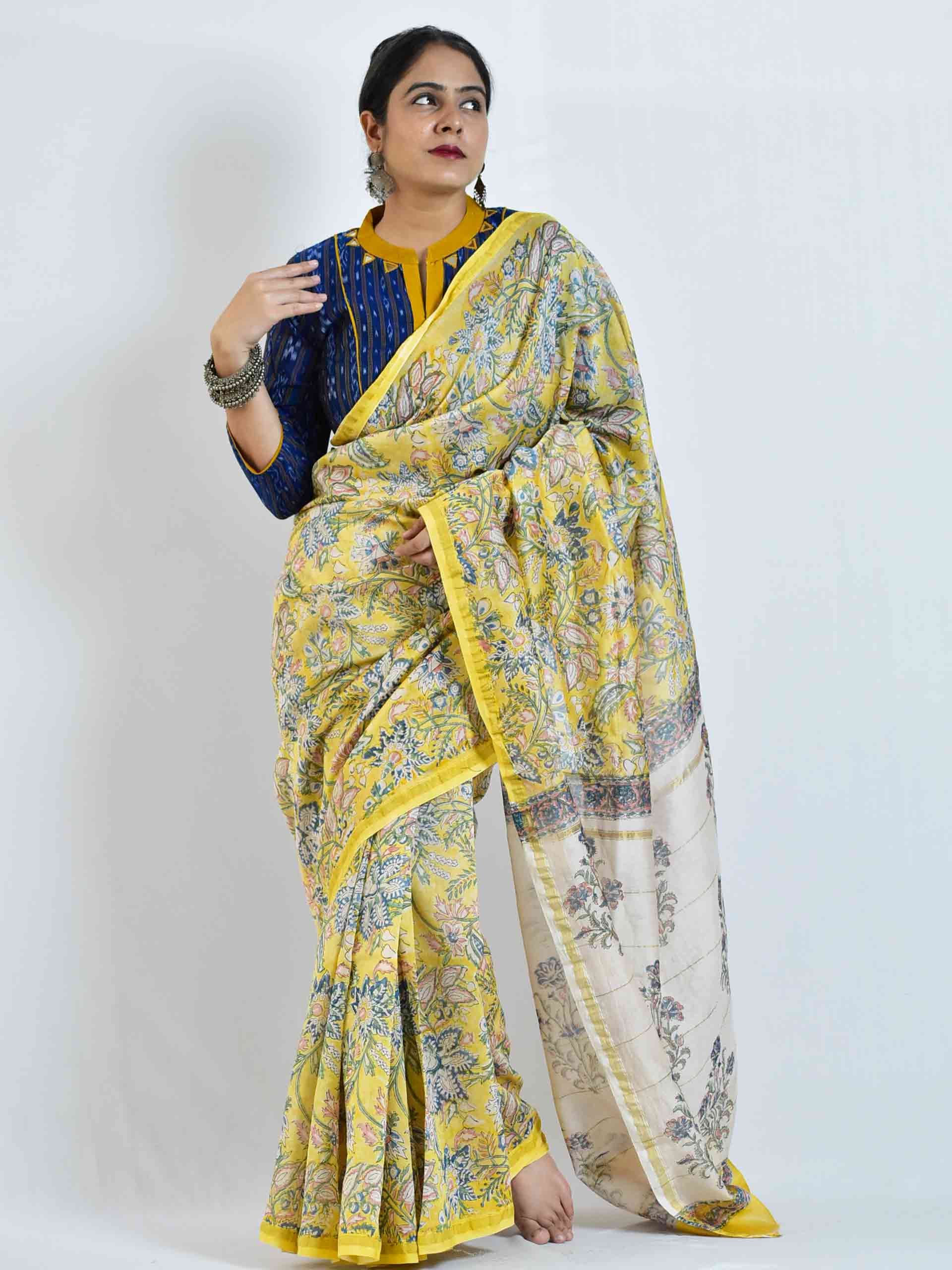 saanso - Dabu Chanderi silk saree