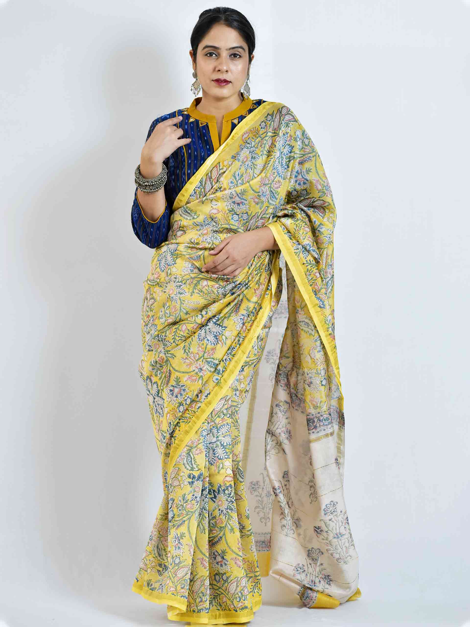 saanso - Dabu Chanderi silk saree