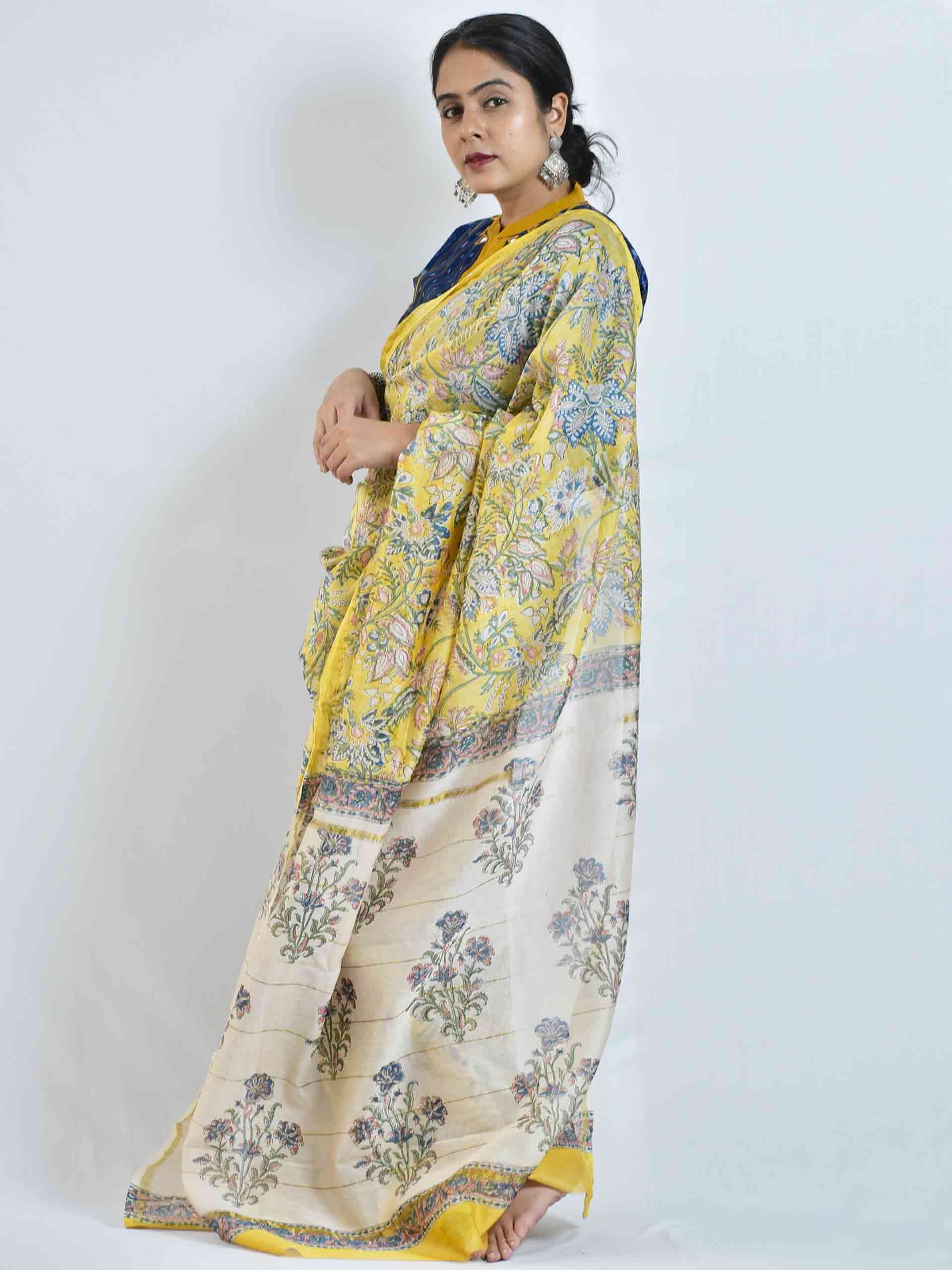 saanso - Dabu Chanderi silk saree