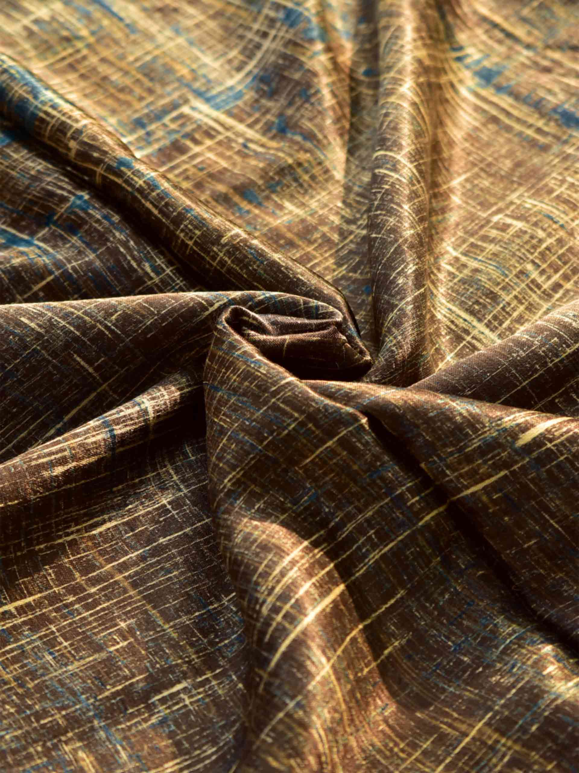 Artistry - Ajrakh Hand block printed Mashru silk fabric 850 per meter