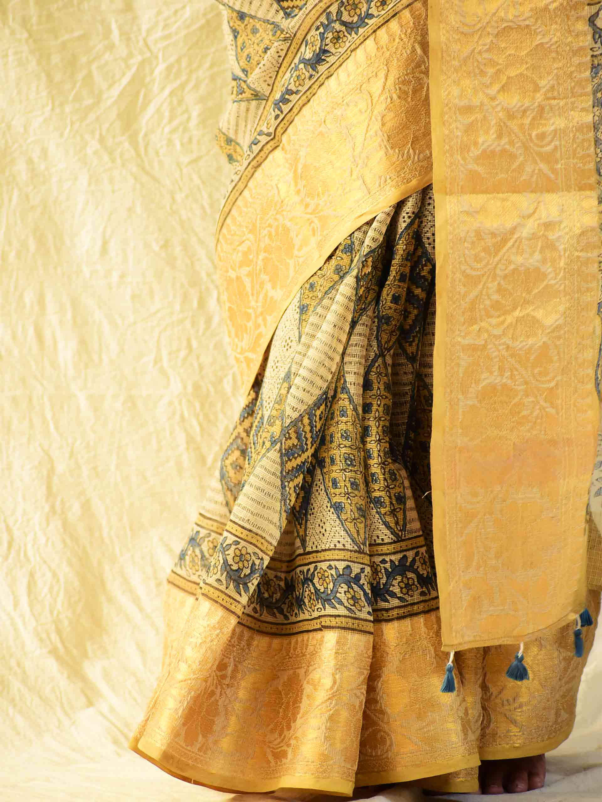 Ajrakh handloom Kota Doria saree with zari border