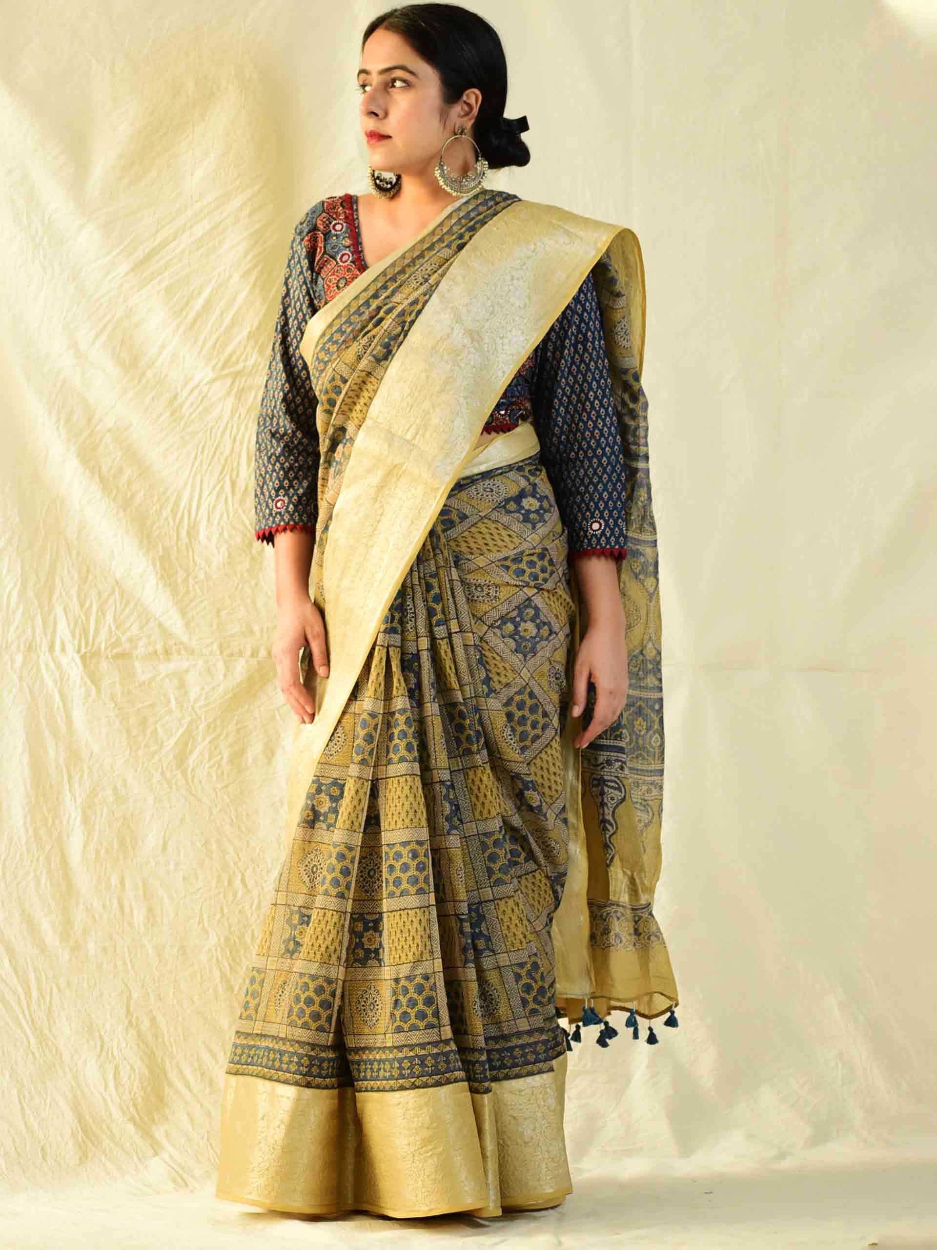 Ajrakh handloom Kota Doria saree