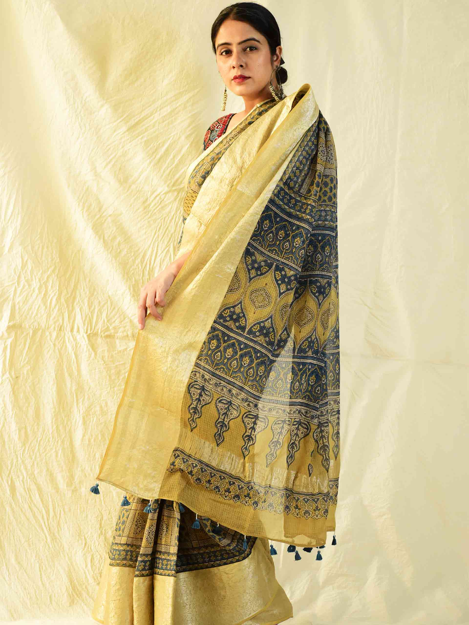 Ajrakh handloom Kota Doria saree