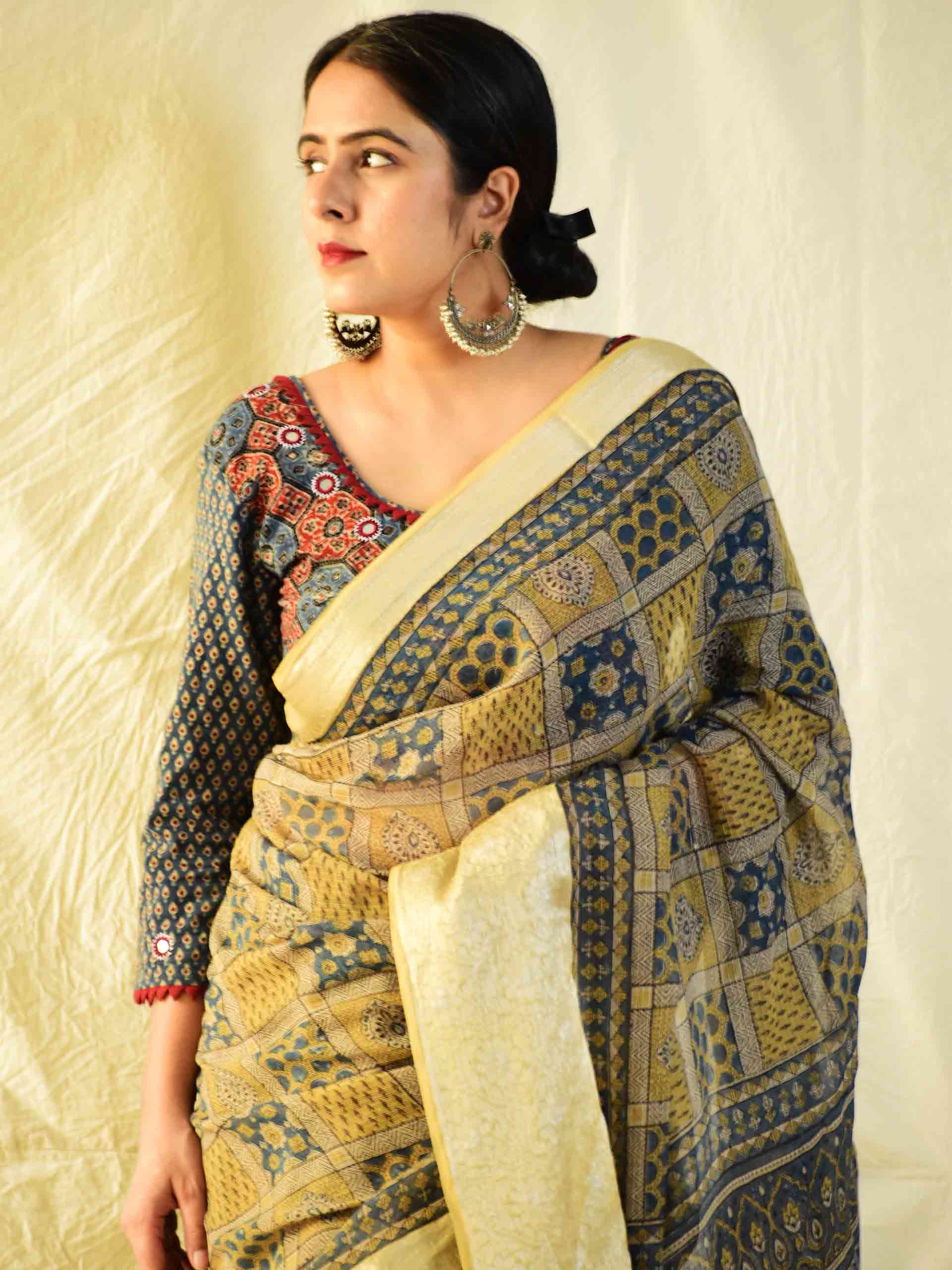 Ajrakh handloom Kota Doria saree