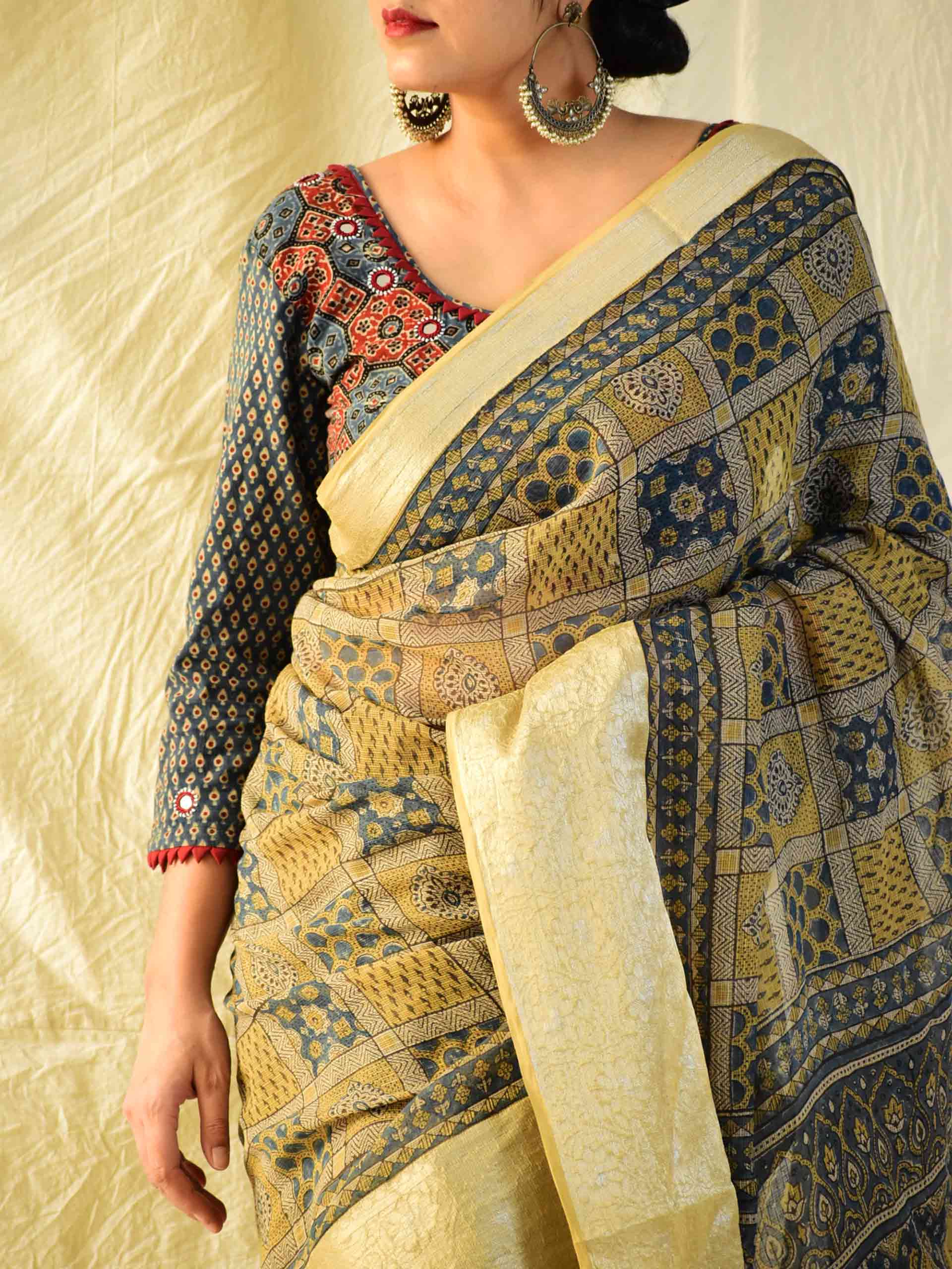 Ajrakh handloom Kota Doria saree