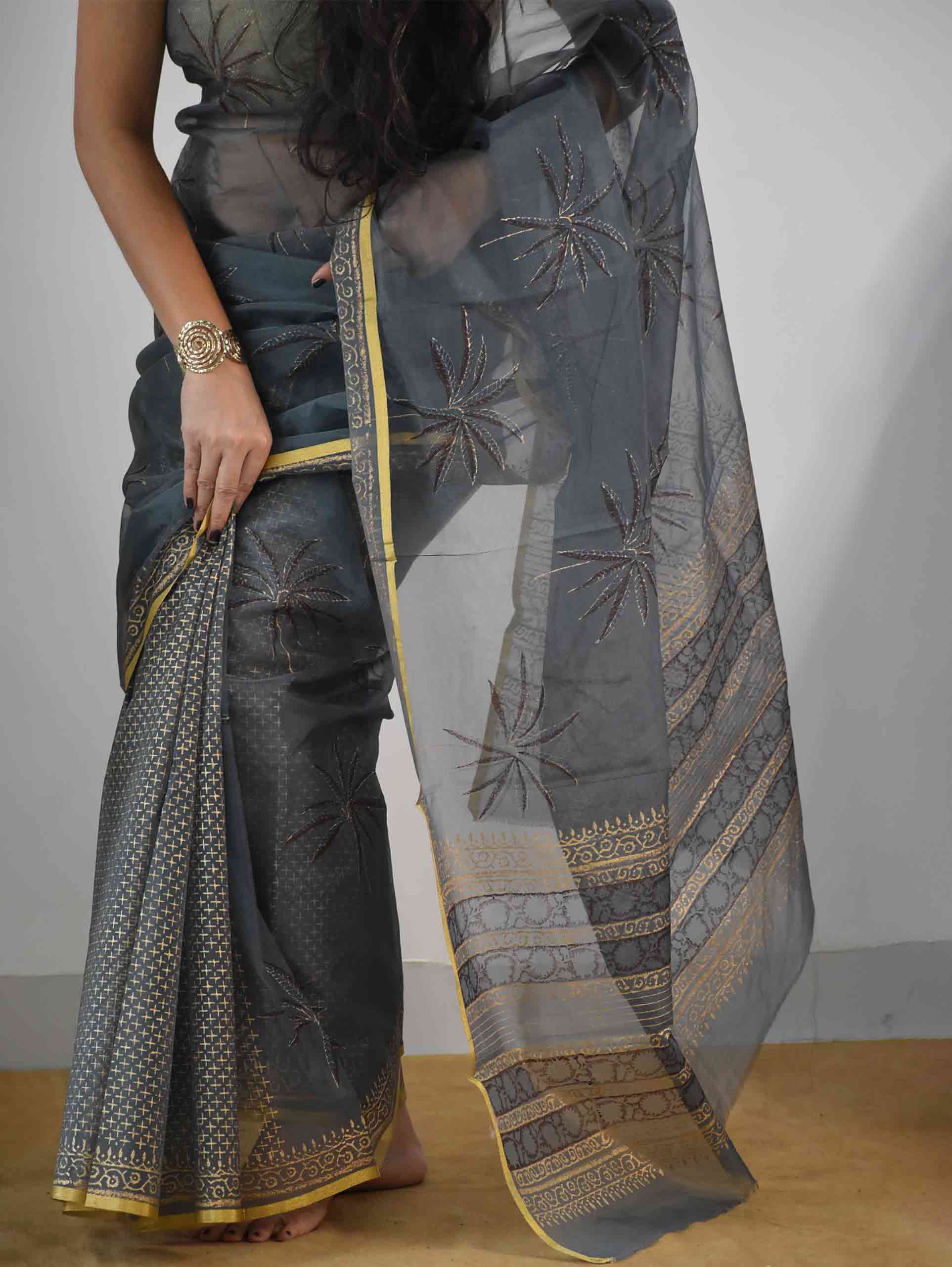 Buy Hand Painted Organza Silk Sarees