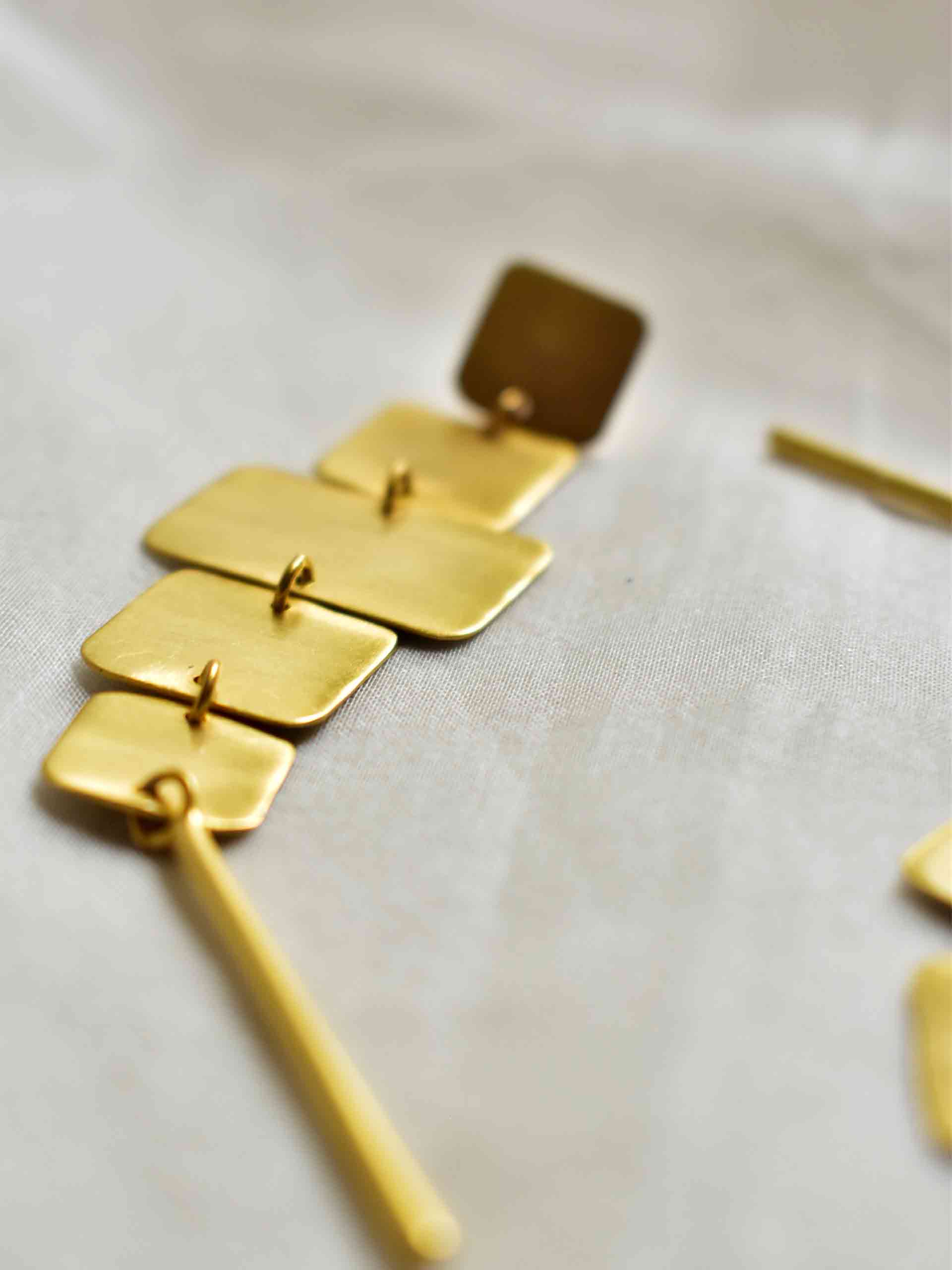 Ladder - gold plated earrings